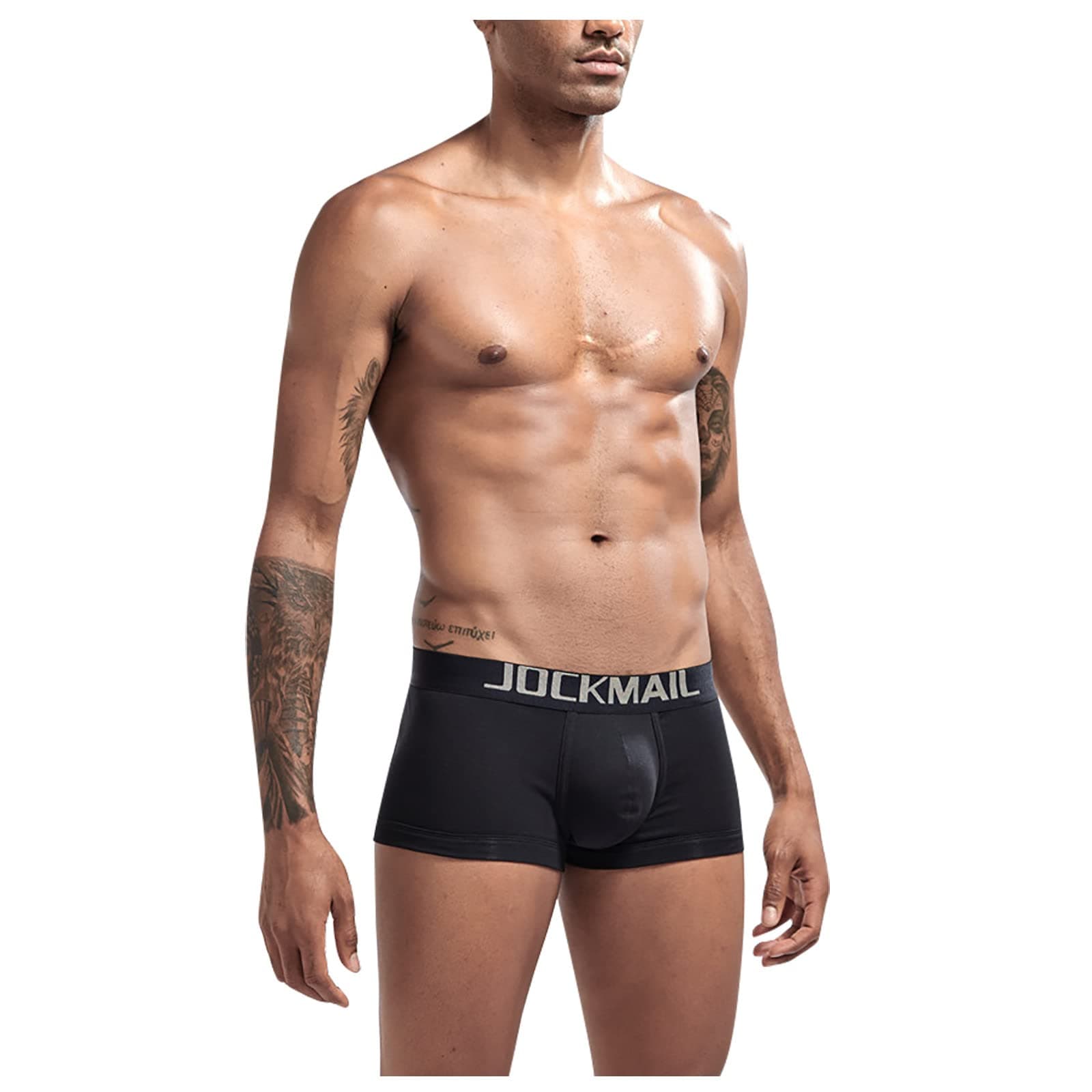 Men Basic Low Waist Sexy Solid Color Stretch Boxers Slim Fit Breathable Comfortable Underwear Soft Panties Casual Undergarments Elastic Band Letter Print Belt Boxer