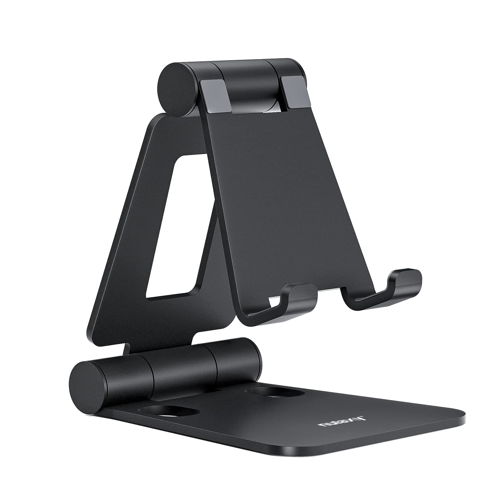Nulaxy Dual Folding Cell Phone Stand, Fully Adjustable Foldable Desktop Phone Holder Cradle Dock Compatible with iPhone 17 16 15 14 13 12 11 Pro Max Xs Xr X 8, Nintendo Switch, All Phones
