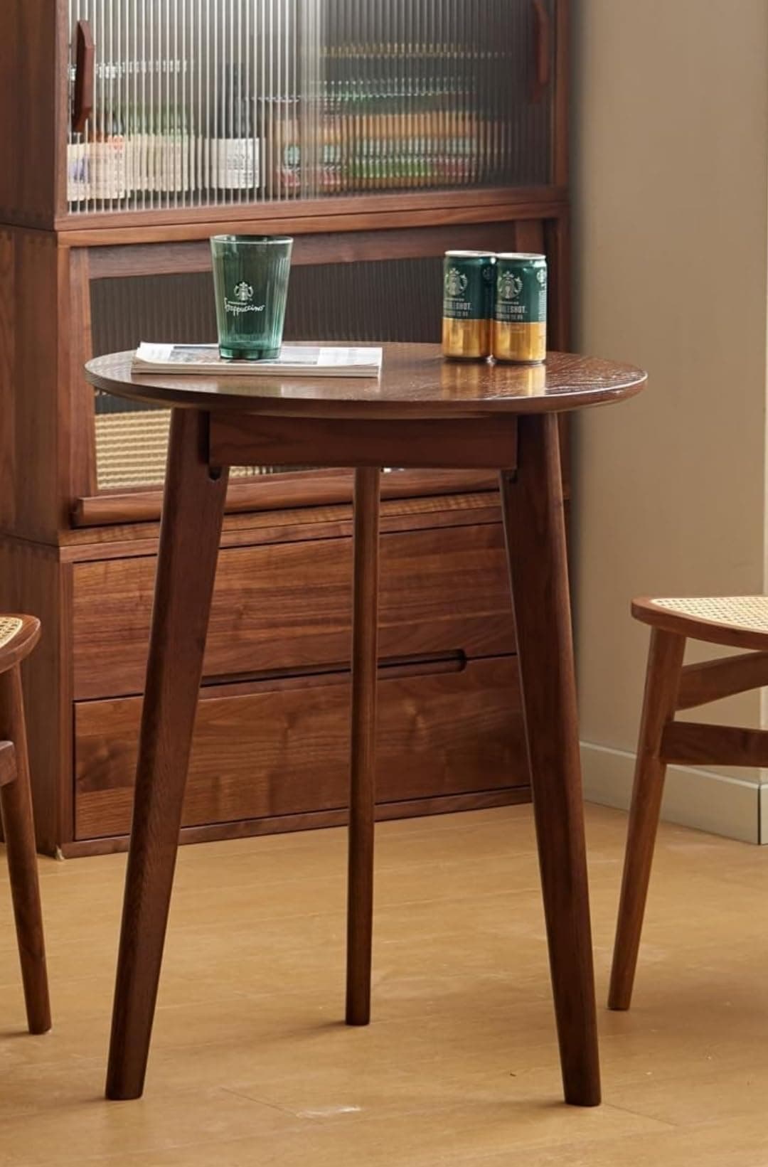 Luxury Mid- Century Modern Small Round Dining Table for Kitchen, Dining Room, Living Room, Multi-Functional Solid Wood Table/Desk, Small Coffee Table. (Round- 50cm)