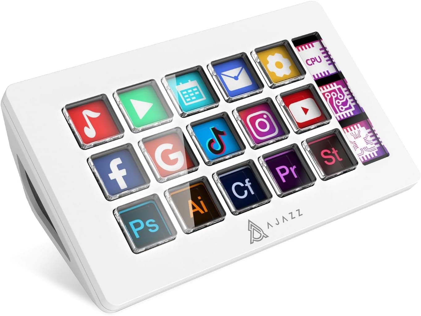 Attack Shark AKP153 Studio Deck, Stream Controller, 15 Macro Keys, Trigger Actions in Apps and Software Like OBS, YouTube, Twitch, Custom Console for Photo and Video Editing, Live Streaming (White)