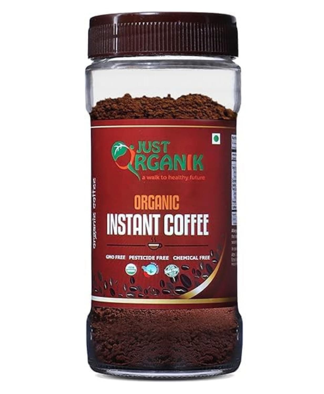 Just Organik - Premium 100 g Instant Coffee Powder | 100% Arabica Smooth Rich Aroma | Fast Brew Energy Boost