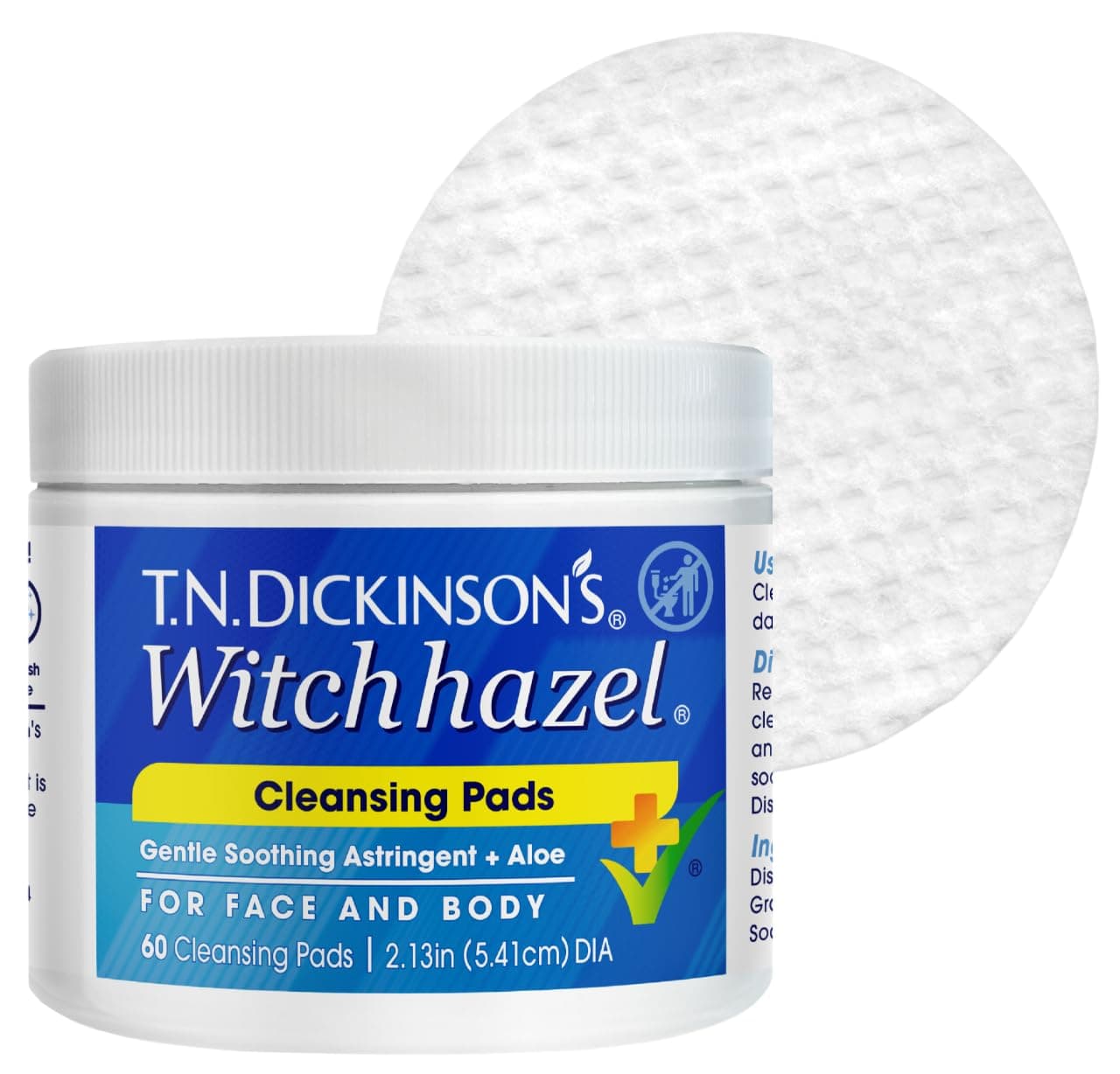 T.N. Dickinson's Witch Hazel Cleansing Pads, 60 Count