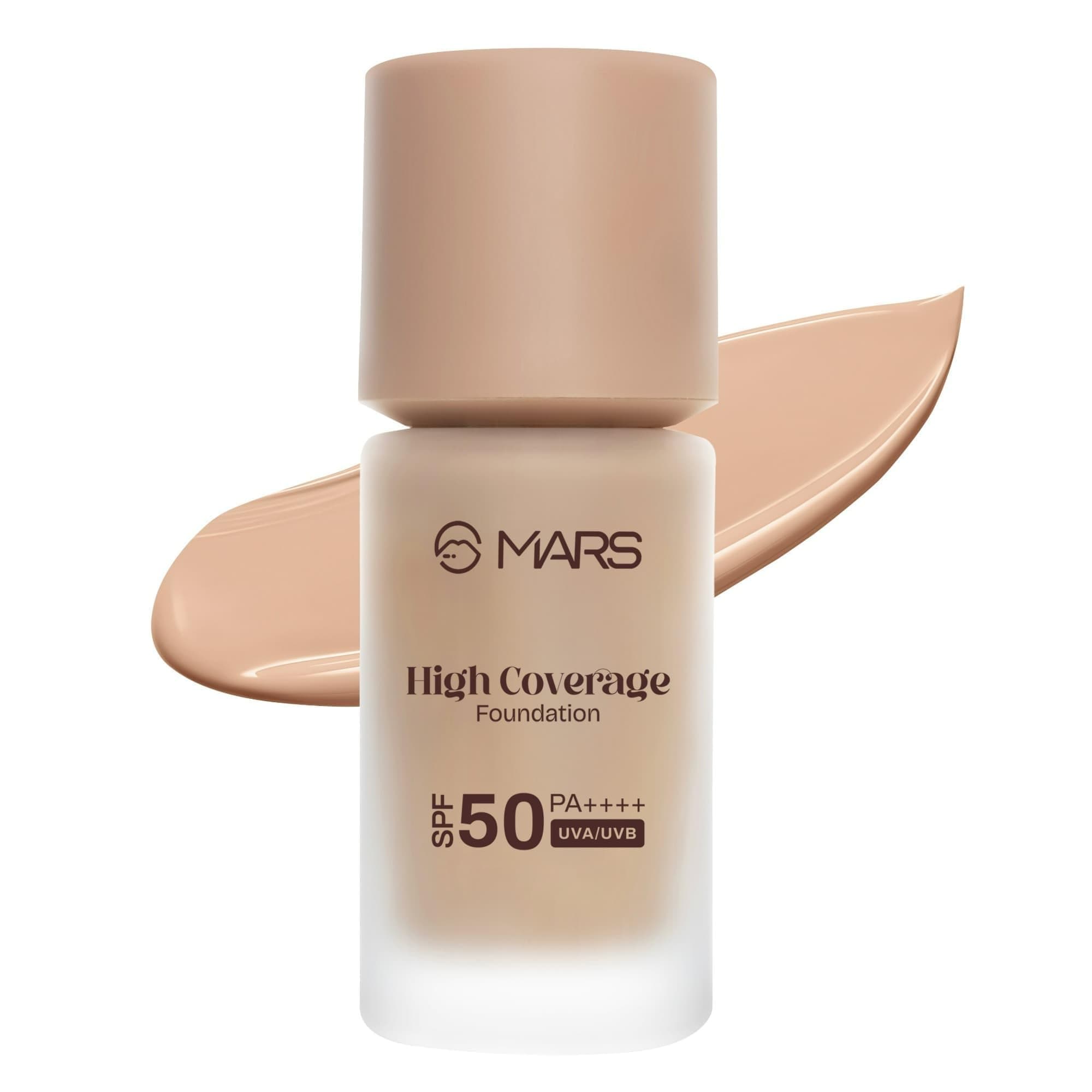 MARS SPF50 PA++++ High Coverage Foundation (40ml) | Blemish Free & Blendable Makeup | All Skin Type | IN-VIVO Tested with 5 Star UVA+UVB Protection Boots Rating (SHADE-05)