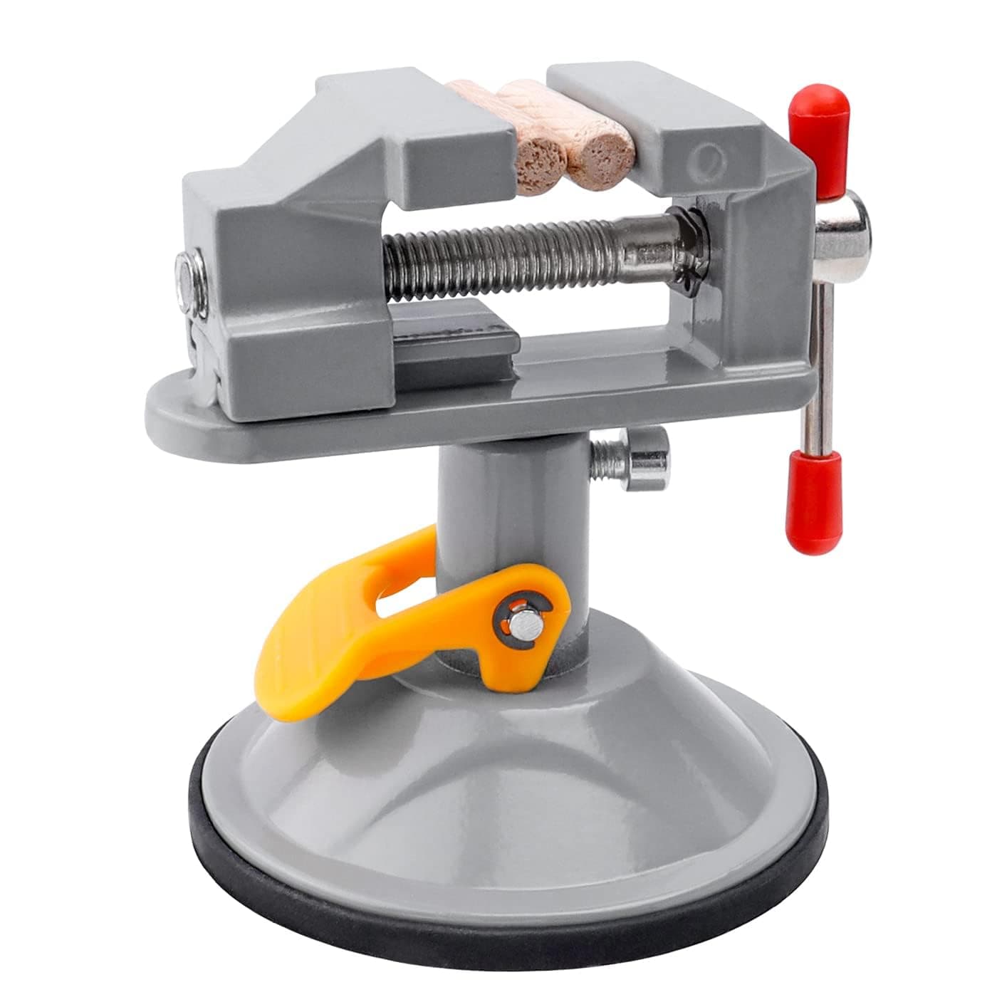 Mini Drill Press Vice with Suction Cup, Adjustable Carving Vise 360 Degrees Rotation Walnut Clamp Rotatable Table Bench Vice Clip On Tool for Jewelry Nuclear DIY Craft Sculpture - Grey