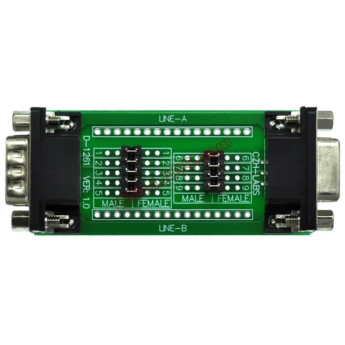 CZH-Labs D'sub DB9 Diagnostic Test Breakout Board, DSUB DB9 Connector Male to Female.