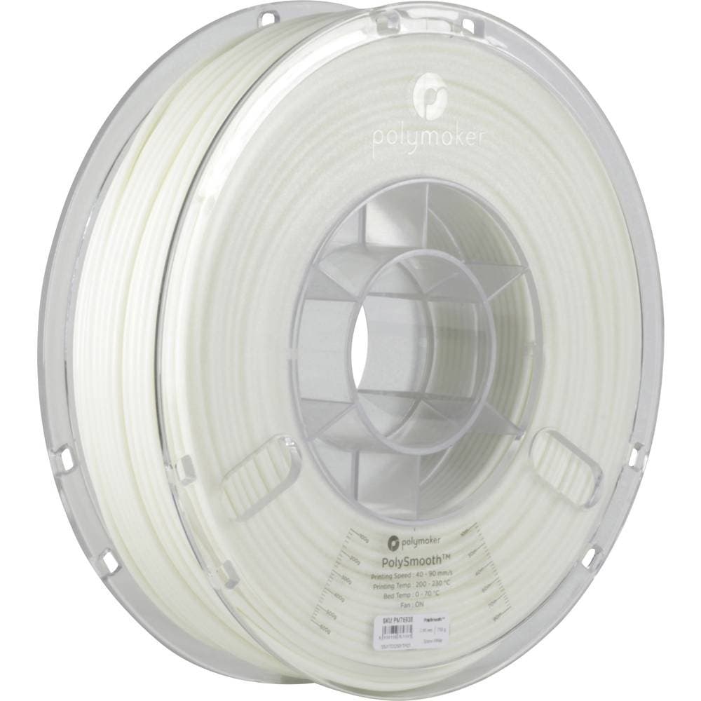 POLYMAKERPolySmooth PVB Filament 2.85mm(3mm), 3D Printer Filament White 750g, Print Like PLA Filament, Easy Smoothable Post Process with IPA Alcohol, Work with Polysher 2.85mm