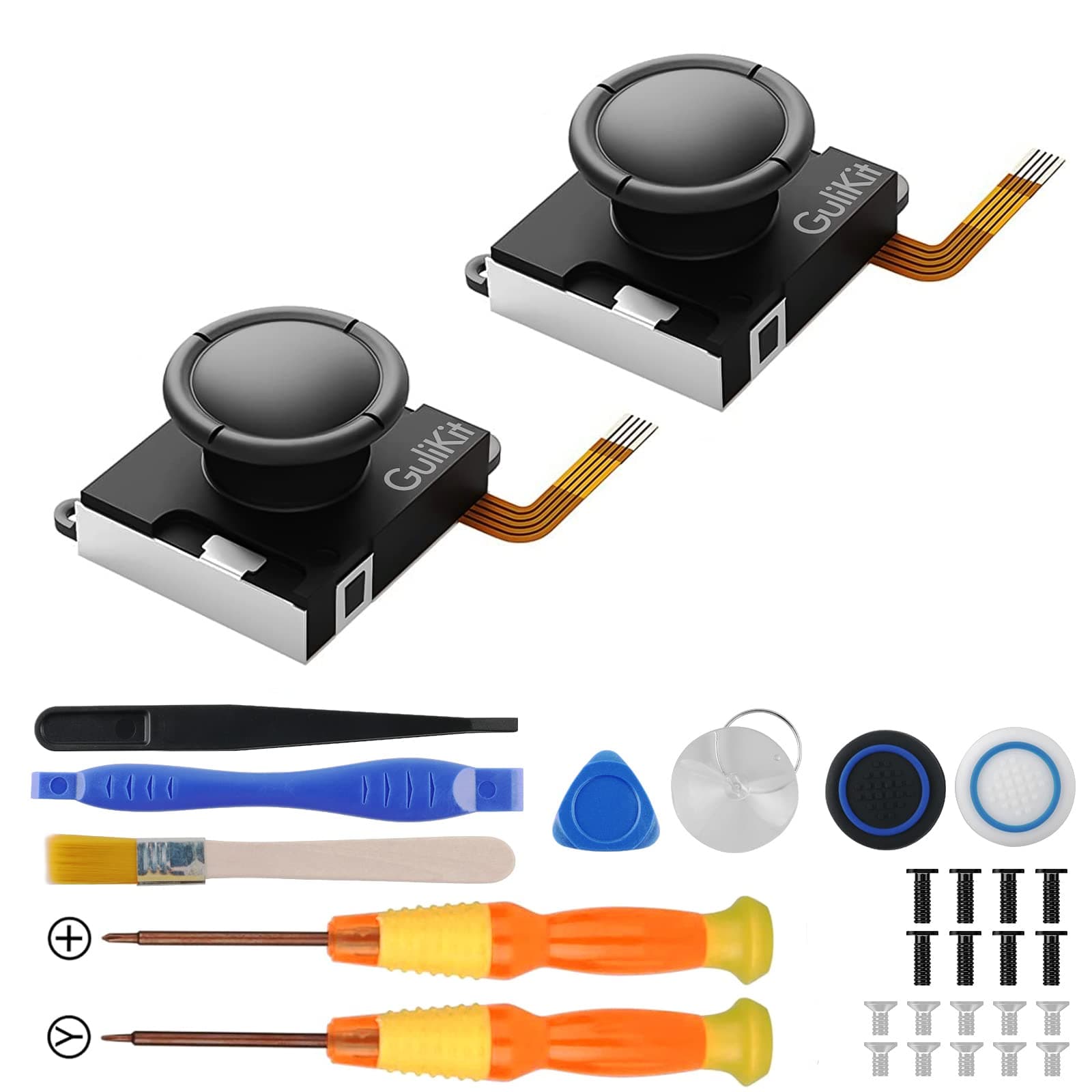 GuliKit Switch Hall Joystick Replacement, No Drift, for Switch Joycon, OLED & Lite with Repair Kit (1 pair)