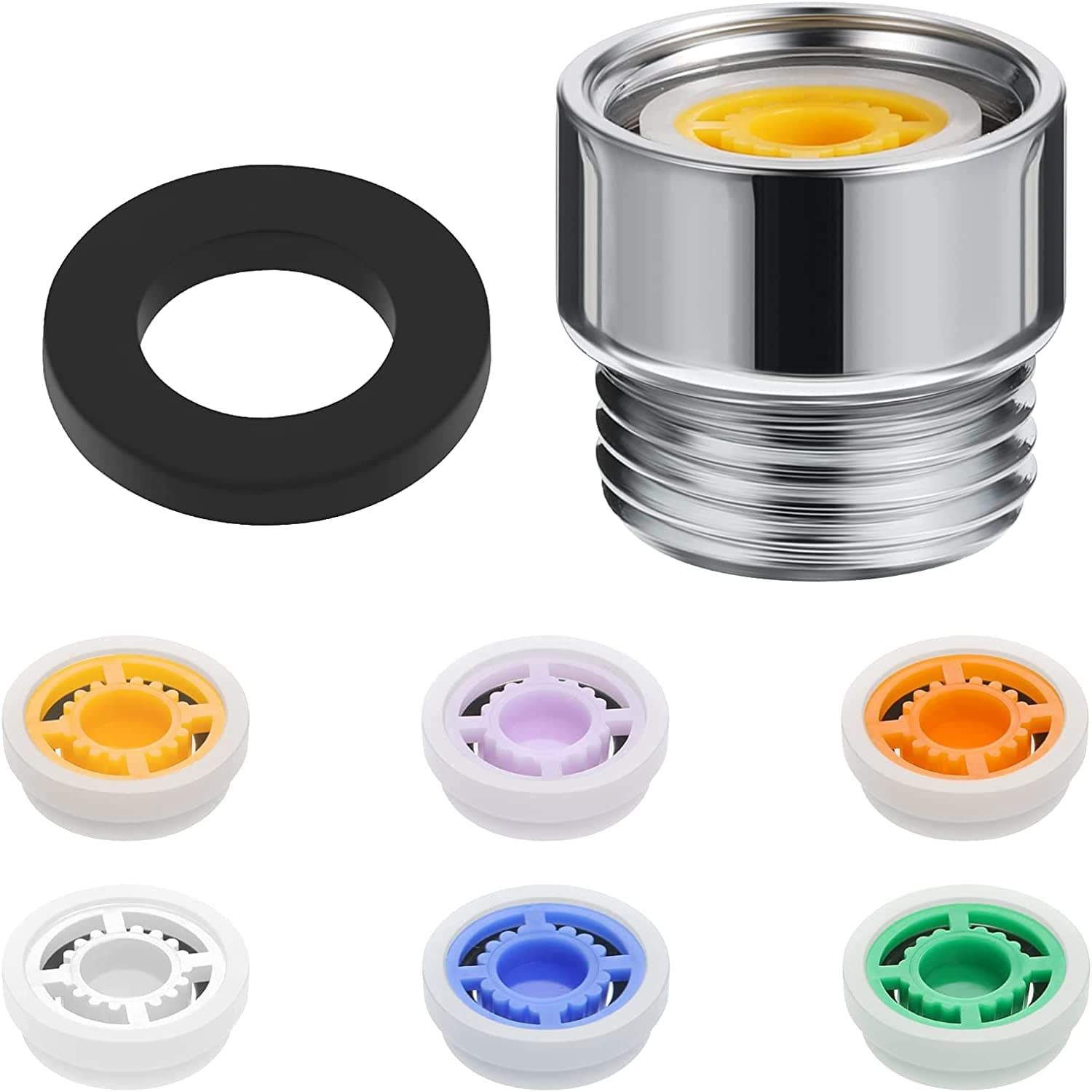 Shower Flow Reducer Limiter Set, Shower Head Flow Restrictor Water Saver Adapter Water Flow Saver Adapter Set for Fixed Shower Head and Handheld Shower 1.2/ 1.5/ 1.8/ 2/ 2.2/ 2.5 GPM