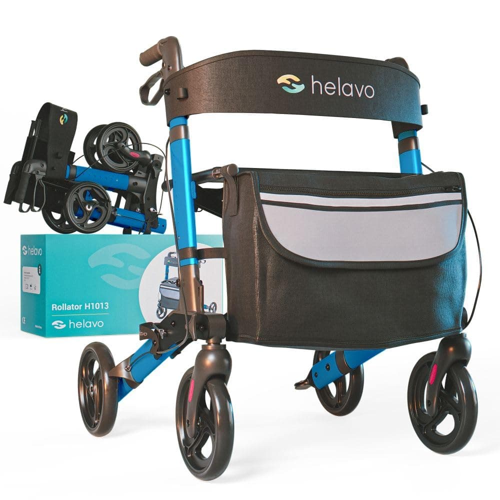 4-Wheel Rollator Walker with Seat – Foldable, Adjustable & Lightweight Aluminum Rolling Walker for Seniors and Adults