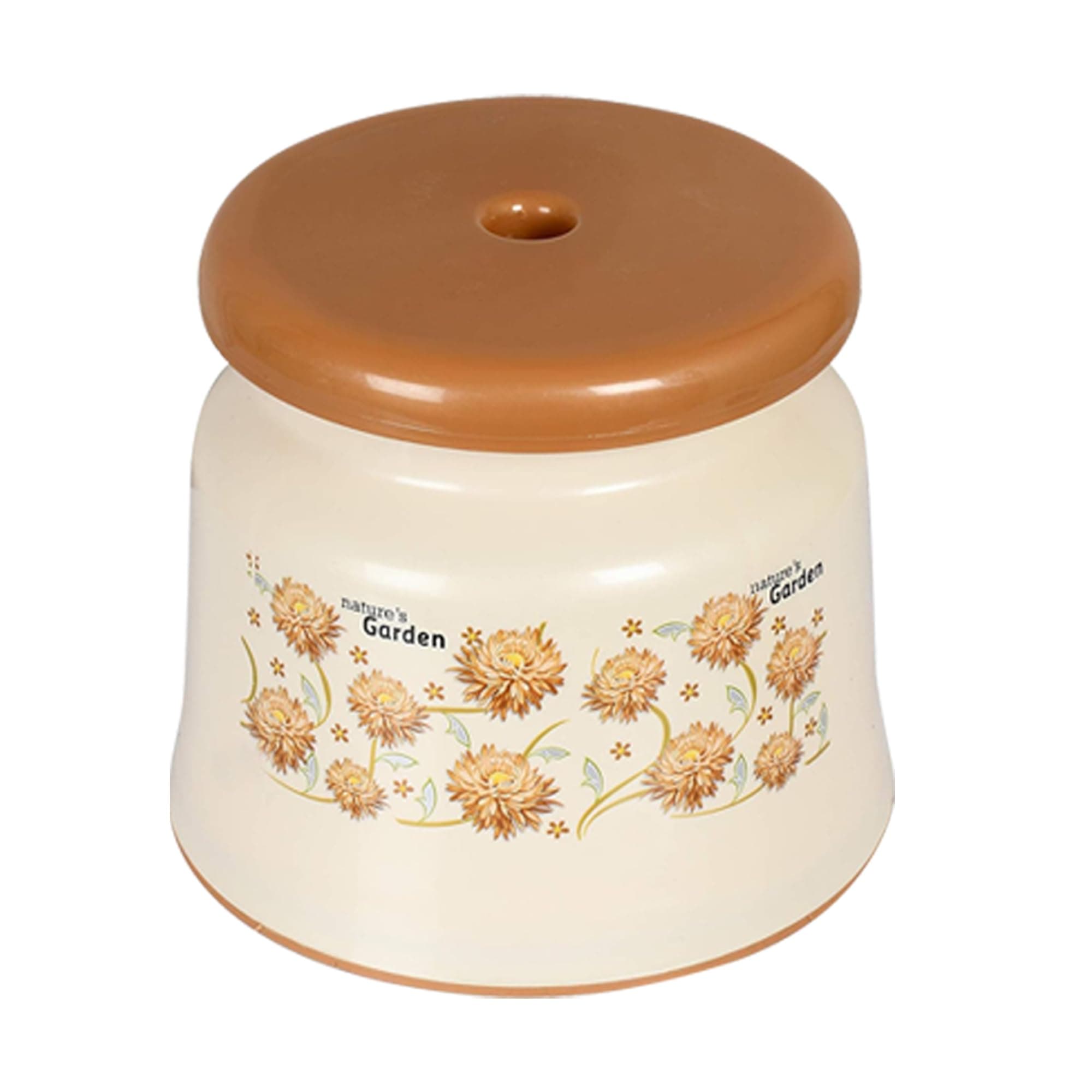 Bath Stool | Bathing Stools for Bathroom | Plastic Stool for Home Use | Sitting Stool for Kitchen | Flower Printed | Cream, 24cm