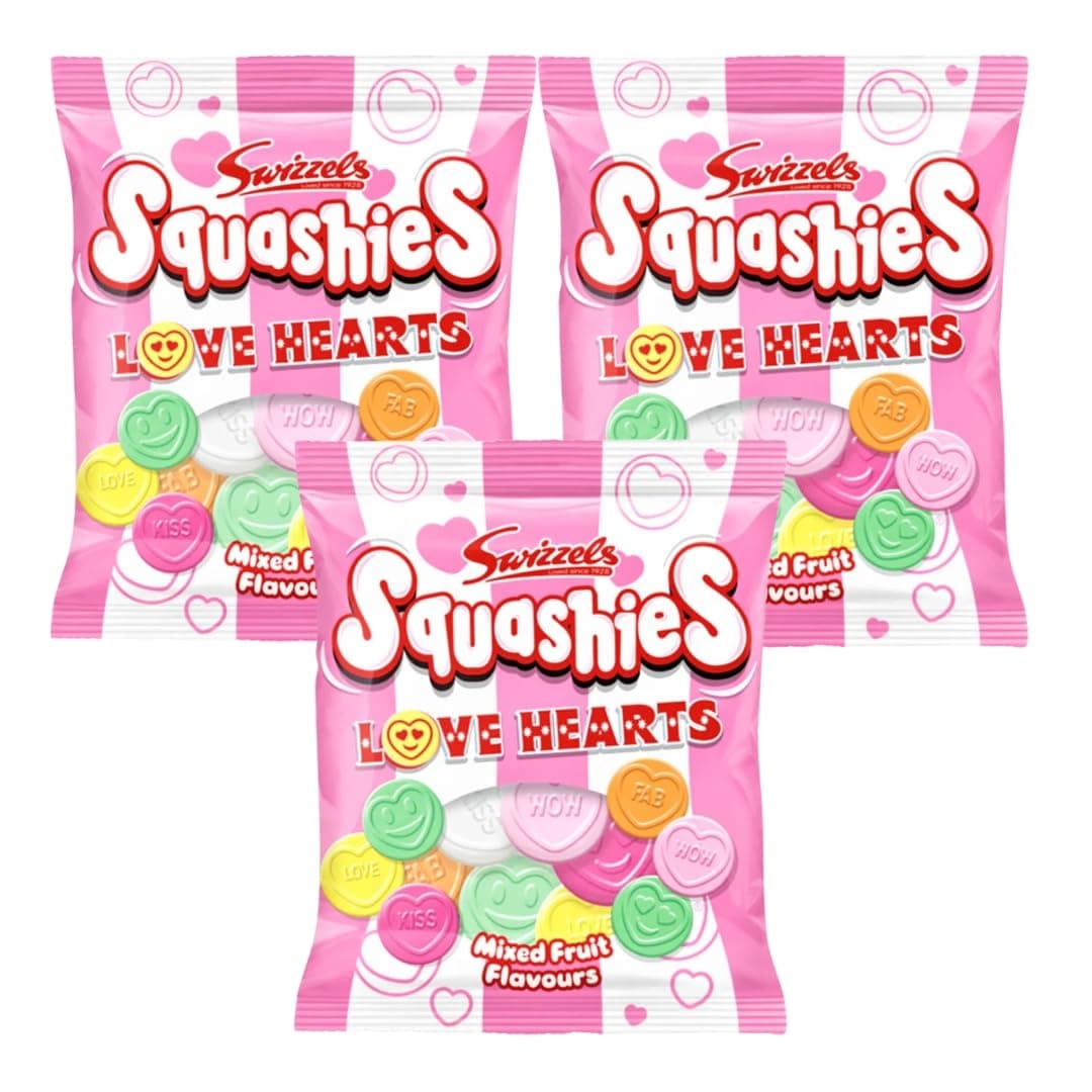 Squashie DrumStick Candies Variety Multipack - 3 Pack BUNDLE - IMPORTED FROM THE UK (SQUASHIES LOVE HEARTS (3PACK))