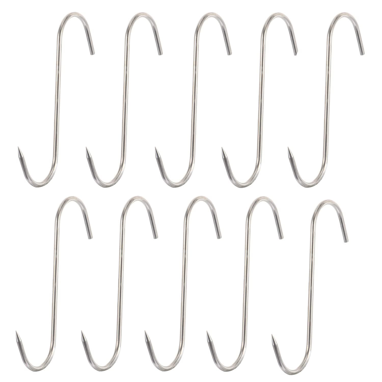 ACONDE S-Hook, S-Shaped Meat Hook, for Hanging Meat Hooks from Meat, Trout Hooks, Coat Hooks, 10 Pcs