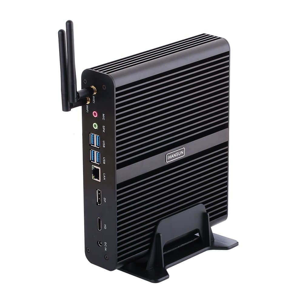 HUNSN 4K Fanless Mini PC, Desktop Computer, Server, Intel I7 8550U / 8565U / 8559U / 8569U / 8650U, Windows 11 pro or Linux Ubuntu, BM14, WiFi, BT, DP, HDMI, LAN, 16G RAM DDR4, 256G SSD