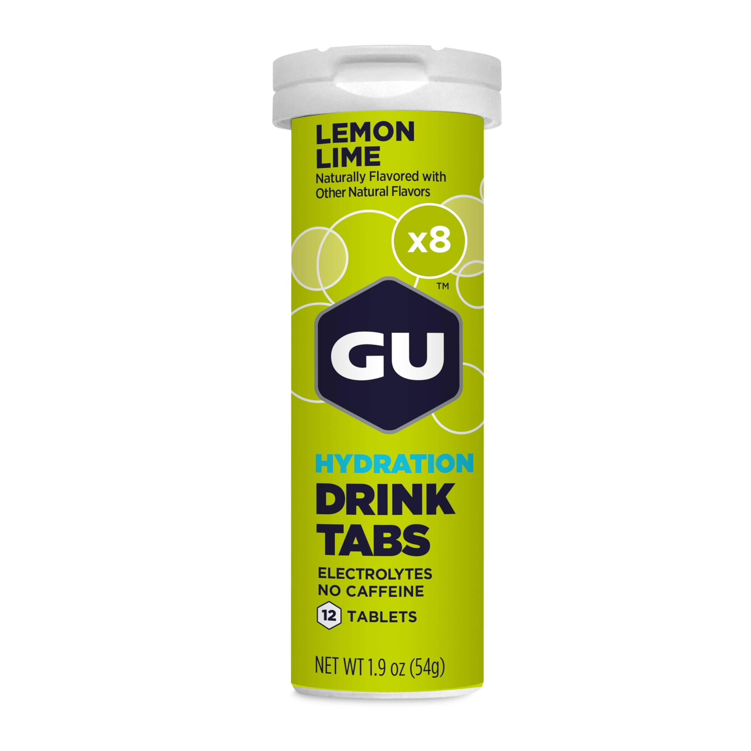 GU Hydration Tablets, Lemon-Lime 8 x 12 Tabs - 10 Calorie Electrolytes Tablets with 320mg Sodium and 55mg Potassium - Low Sugar Electrolyte Drink for Running, Cycling, Triathlon and Endurance Sports