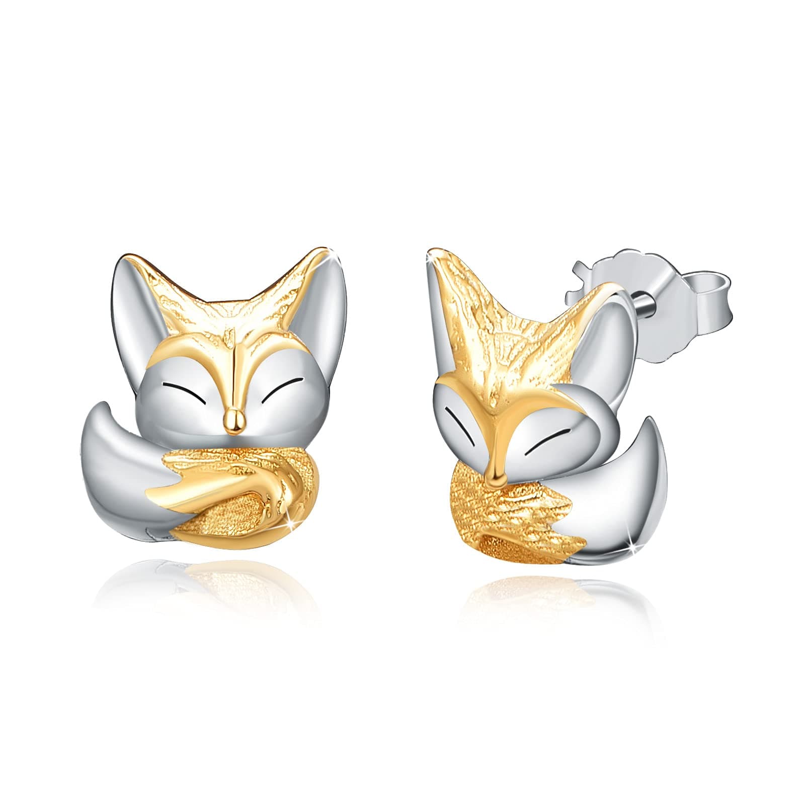 CUOKA MIRACLEFox Earring Fox Stud Earrings 925 Sterling Silver Fox Earrings Rose Gold/Gold Fox Head Earrings for Women Cute Fox Animal Earring Pet Jewelry Stud Earrings for Women Teen