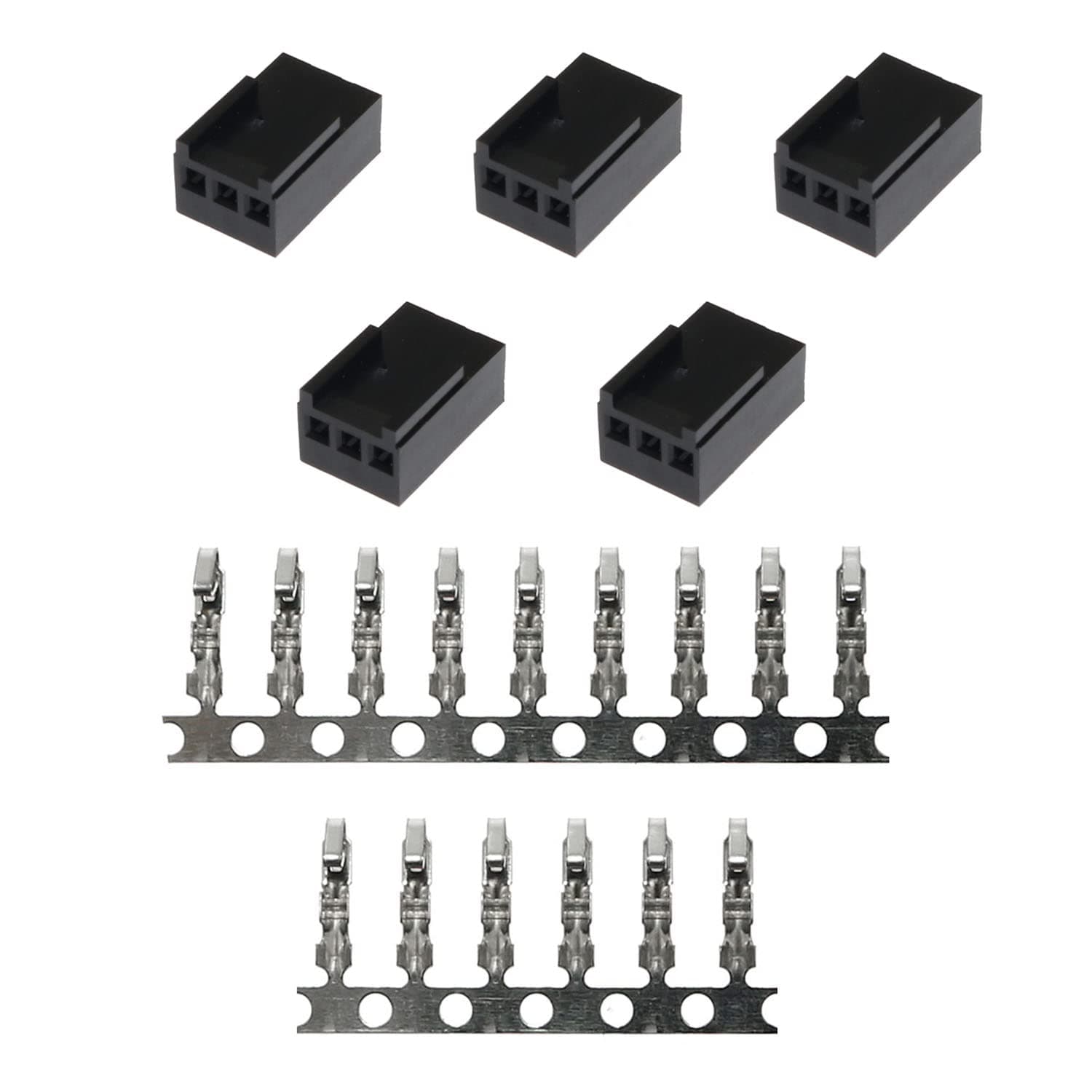 Maxmoral5PCS PC Fan Connector, PWN Plastic Shell PWN Plastic Shell Computer Case Cooling Fan Female Plug Interface 3-pin PC Fan Connector Kit