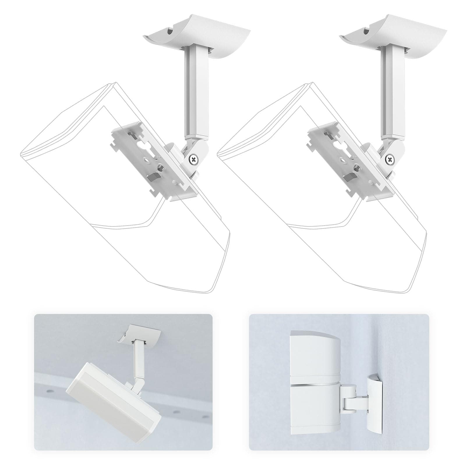 Yimaut 2 Pack Speaker Wall Mount Brackets for Bose UB-20, UB-20 Series II, Wall Mount Ceiling Bracket for Lifestyle 600 ST535 ST525 ST520 535III 525III CM520 SoundTouch JC-II AM6-V AM10-V AM10IV-White