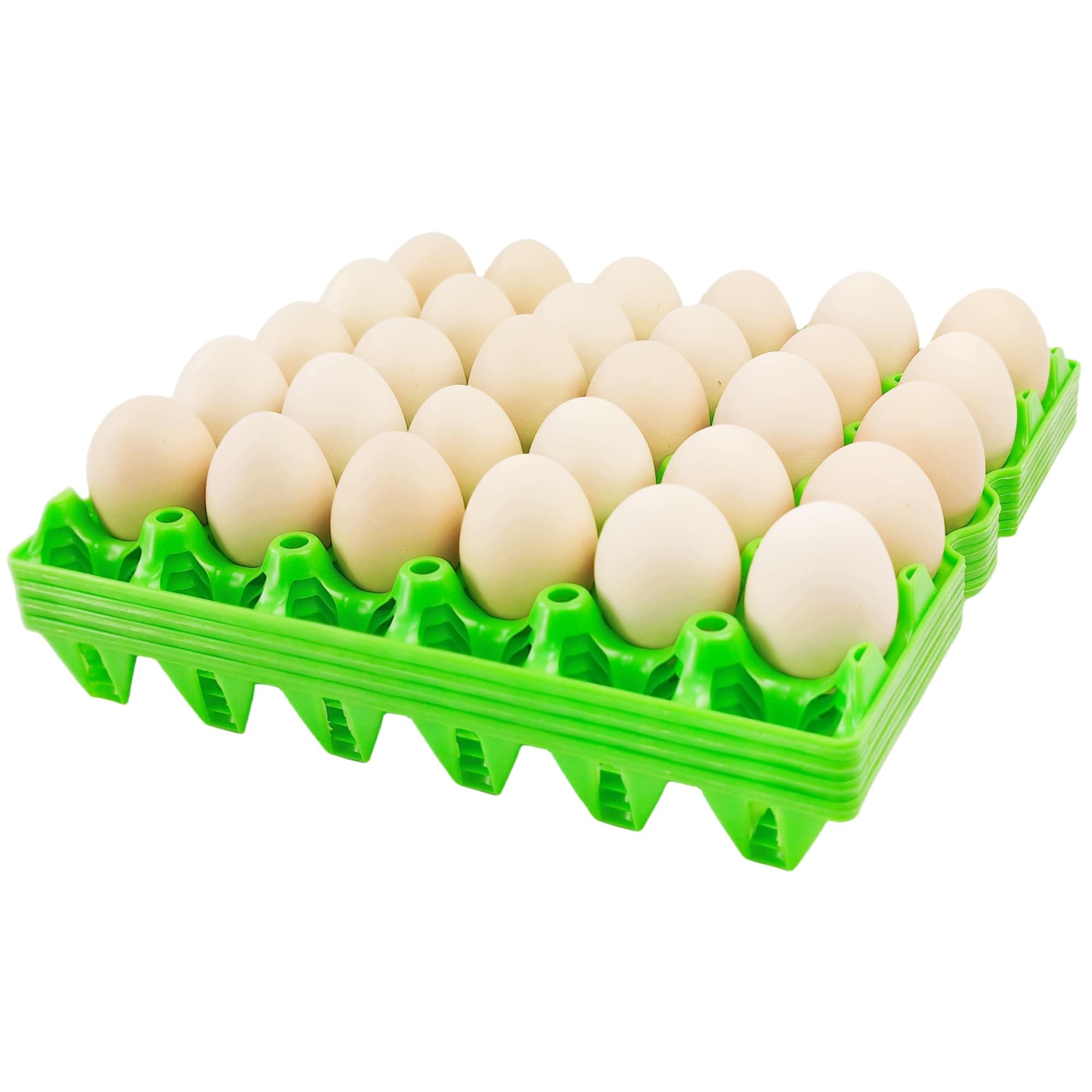 4-Pack Plastic Egg Tray Egg Crates, 30-Egg Flats, Stackable, Durable, Reusable, Green