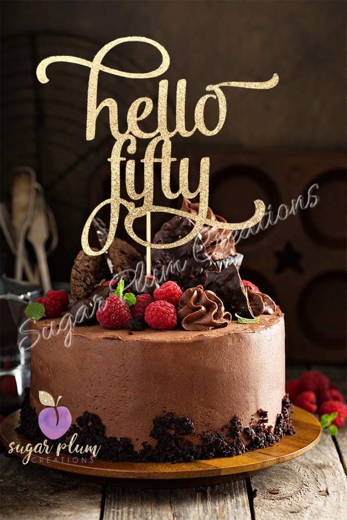 Hello Fifty Cake topper