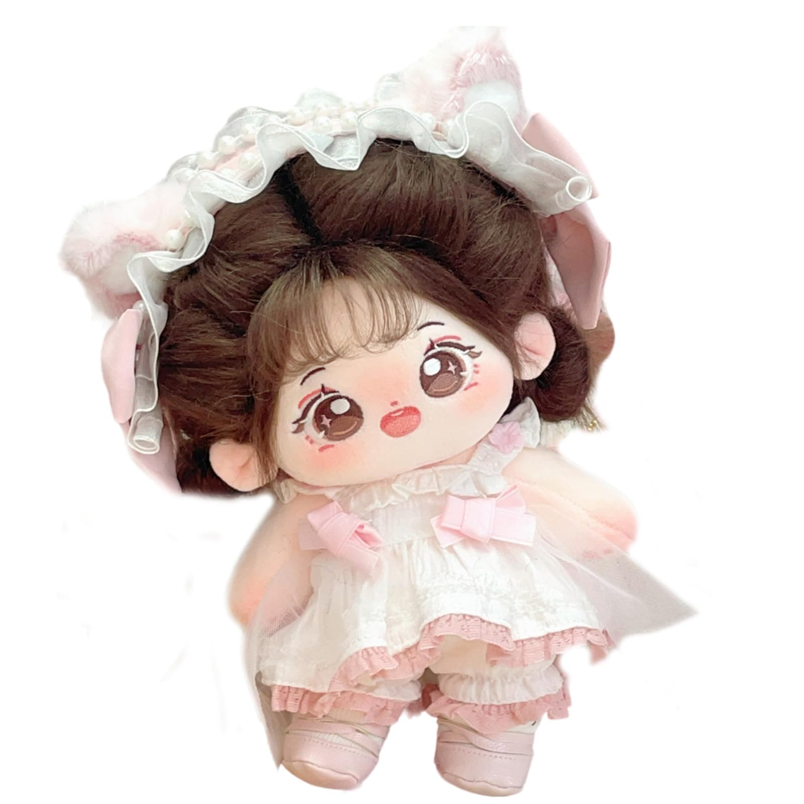 CALEMBOU 20cm Cute Cotton Plush Doll With Skeleton, Anime Soft Stuffed Dress Up Plushies, Kawaii Toys Rag Dolls With Clothes, Birthday Gift for Girls (Doll&Clothes-Chacha)