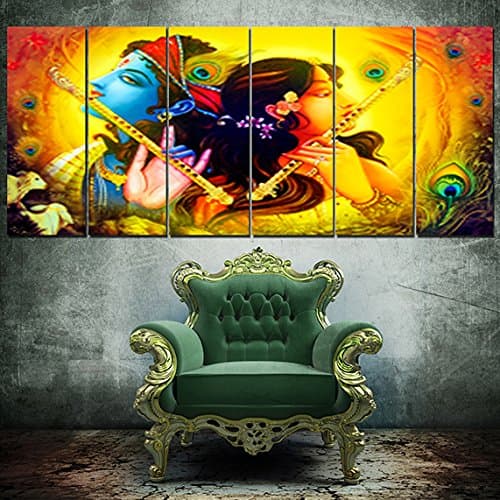 RAY DECOR Radha Krishna Wall Painting - 6 Frames