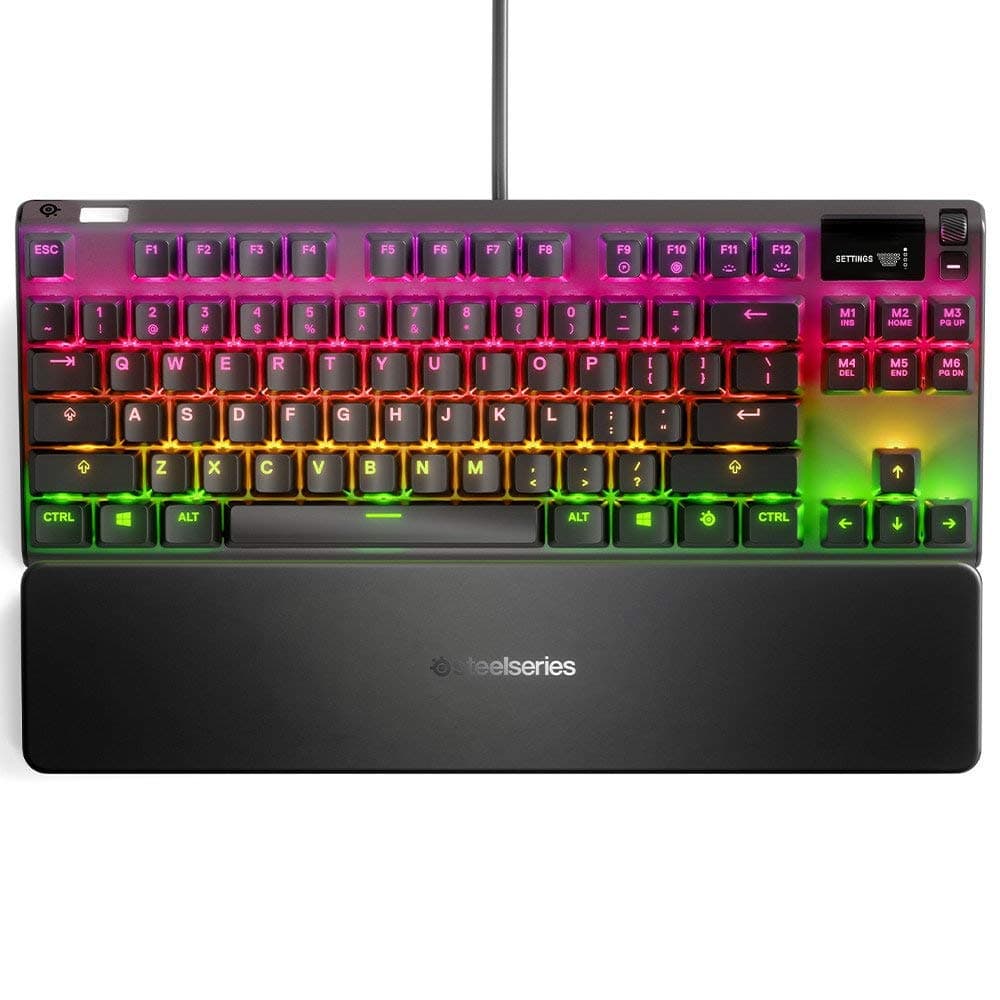 Apex 7 Tkl Compact Mechanical Gaming Keyboard Oled Smart Display Usb Passthrough & Media Controls Linear & Quiet Rgb Led Backlit, Black