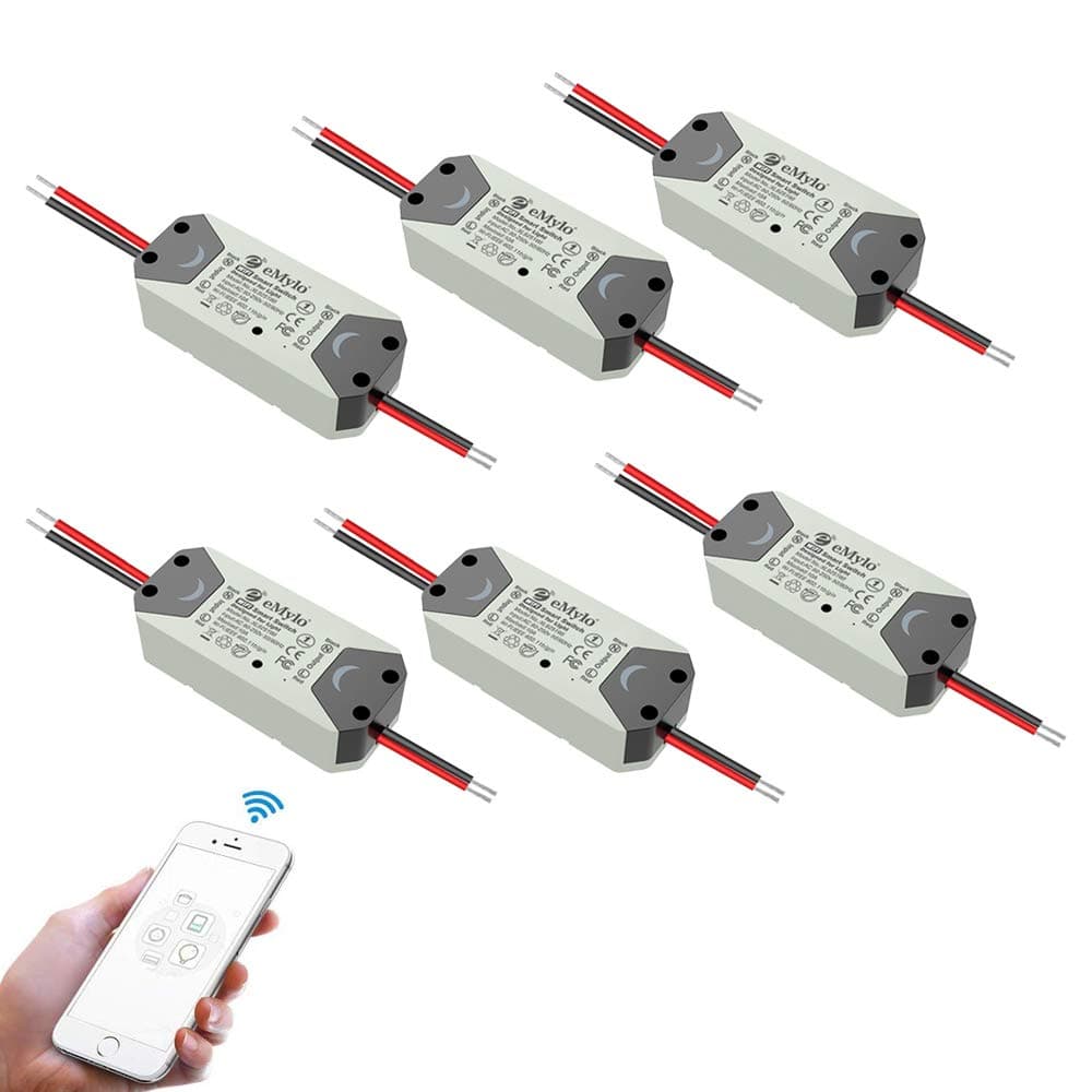 eMylo Smart WiFi Light Switch Wireless Relay Switch Tuya Module Remote Control Home Automation Timers Compatible with Alexa Echo Google Home Support iPhone Android 6 Pack