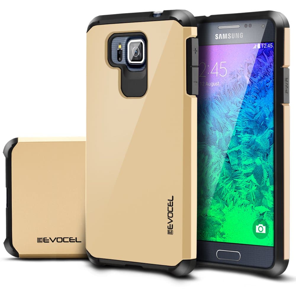 Samsung Galaxy Alpha Case, Evocel Dual Layer Armor Protector Case For Samsung Galaxy Alpha G850 (AT&T/T-Mobile/Verizon/Sprint) - Packaging, Gold Medal