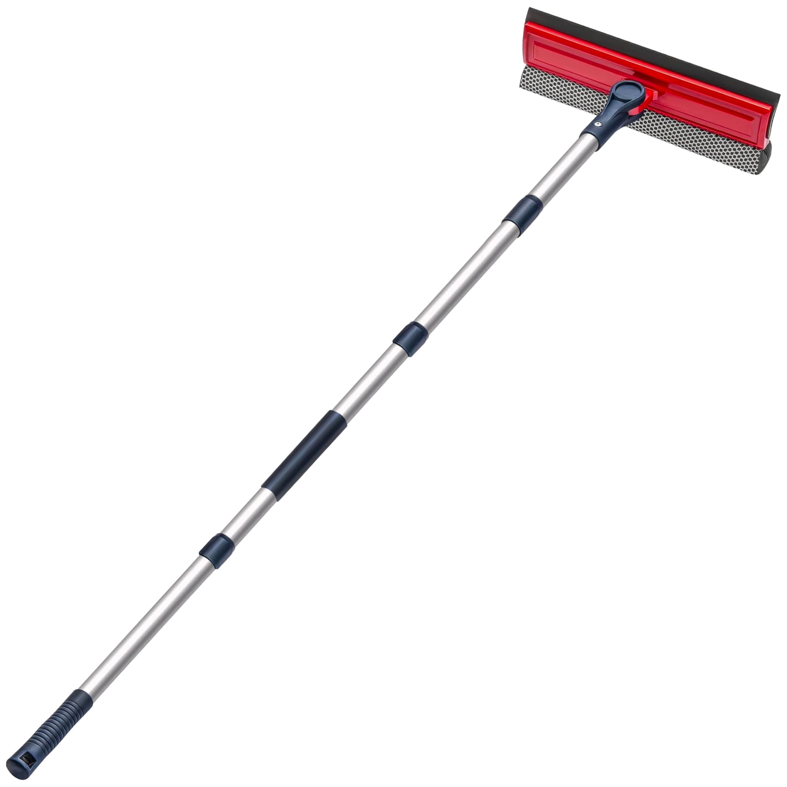 DSV Standard Professional Window Squeegee | 2-in-1 Window Cleaner Sponge and 10" Soft Rubber Strip with Extension Pole 34 INCH & 86.5 cm | Adjustable to Clean from Multiple Angles