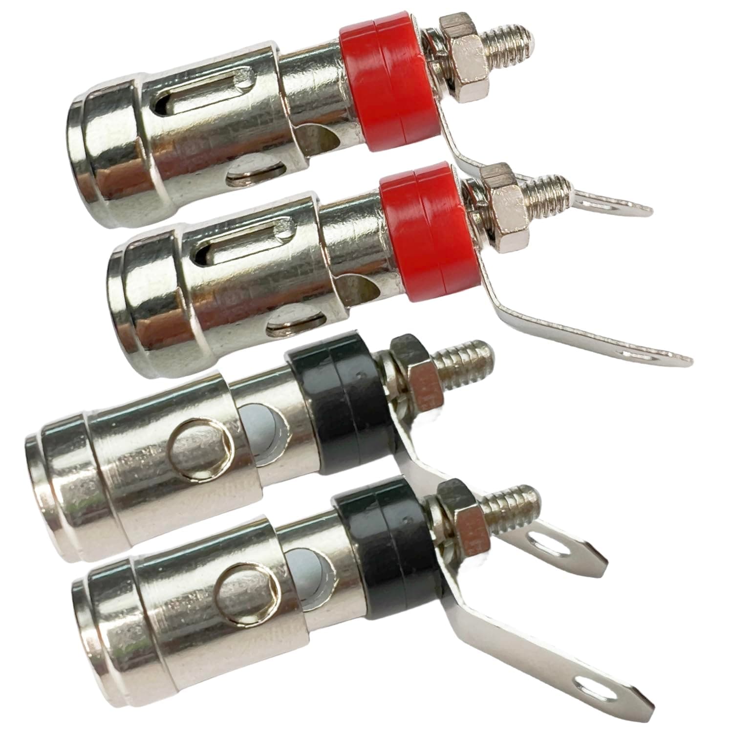 CESS Amplifier Terminal Connector Binding Post Push Quick Type -Binding Post Spring Loaded Press Subwoofer Basket Terminal (4 Pack)