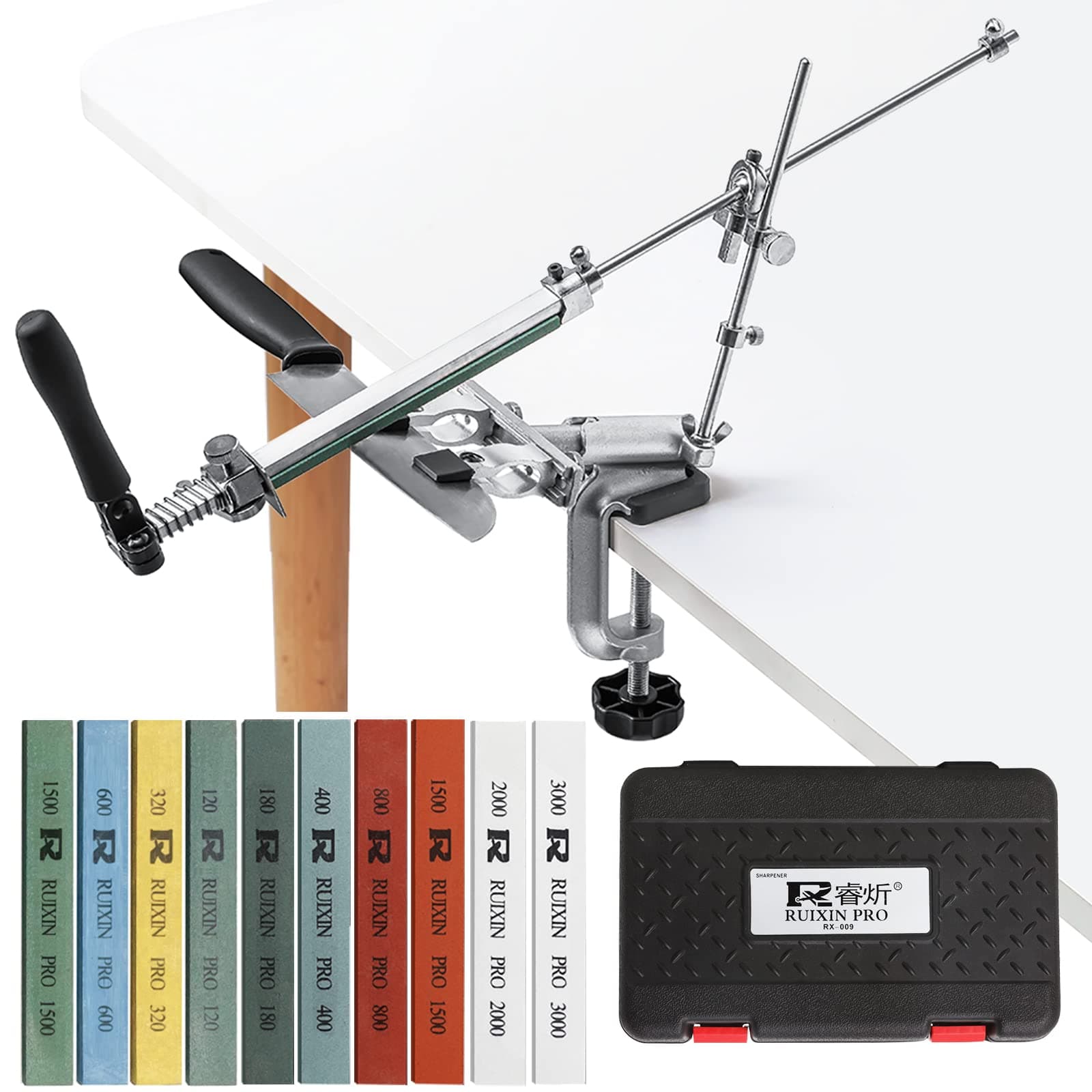 Knife Sharpener with 10 Whetstones