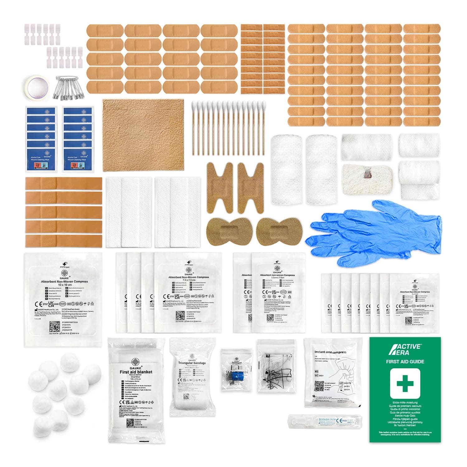 180 Piece Refill First Aid Kit Refill - Includes Eyewash, 2 x Cold (Ice) Packs and Emergency Car Blanket for Home, Office, Caravan, Workplace, Travel