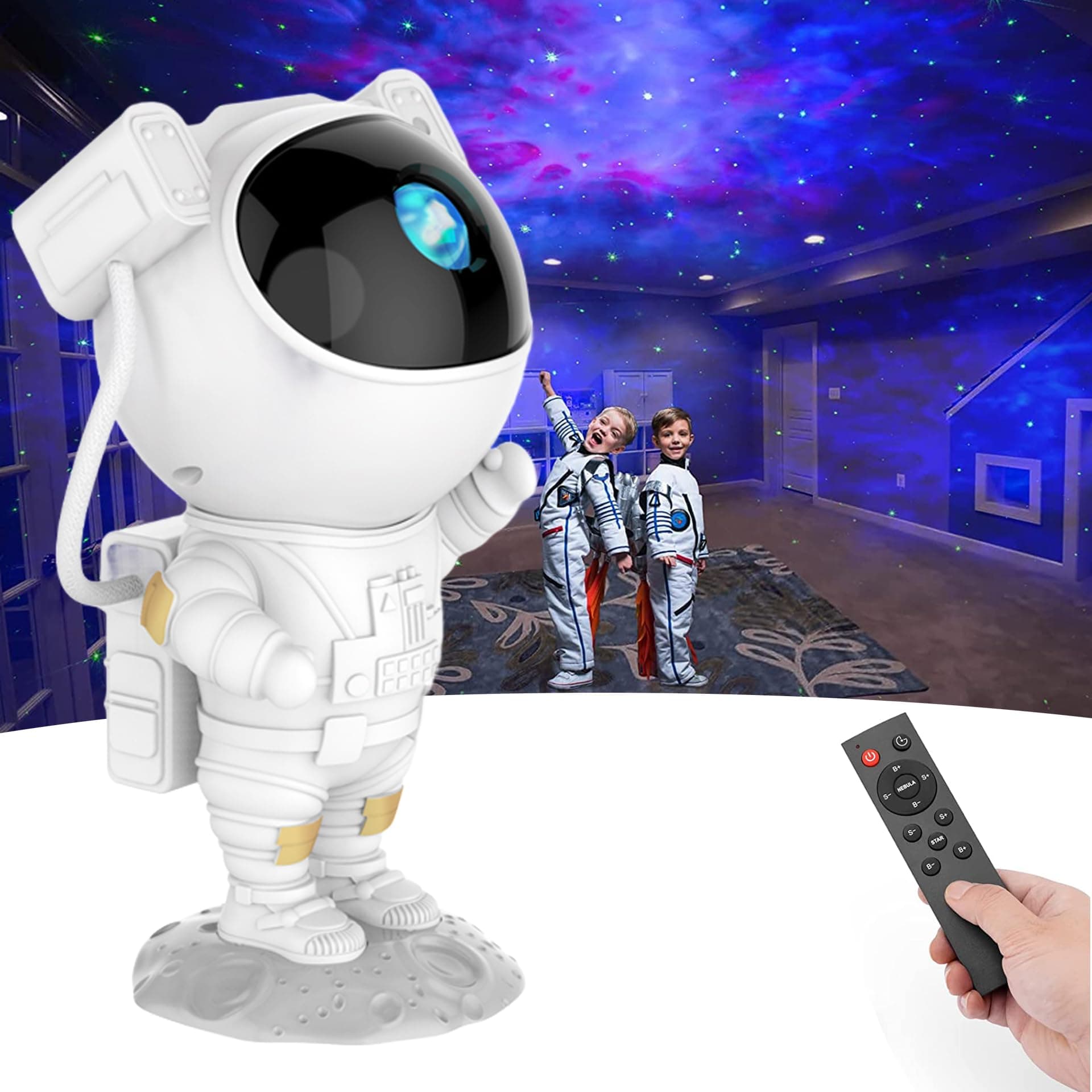 SFOUR Astronaut Galaxy Projector, Star Projector Night Light with Remote Control & Timer, 360° Rotatable Head, 8 Nebula Effects, Adjustable Brightness for Kids Bedroom, Home Party Decor, Birthday Gift