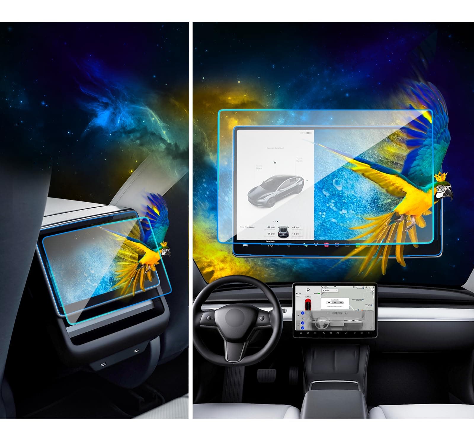 for 2024 Model 3 Screen Protector Compatible with 2024 Tesla New Model 3 15.4" Center Control Protective Screen & 8Inch Rear Seat Display 2024 Model 3 Touch Screen Protector(2pcs)