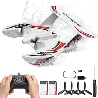 VEVOR RC Plane, 2.4GHZ 3CH RC Airplane with 6-Axis Gyro Stabilizer&2 Batteries, Ready to Fly Amphibious Aircraft Plane Toy for Adults Kids Beginners Boys Birthday/Xmas Child Gift