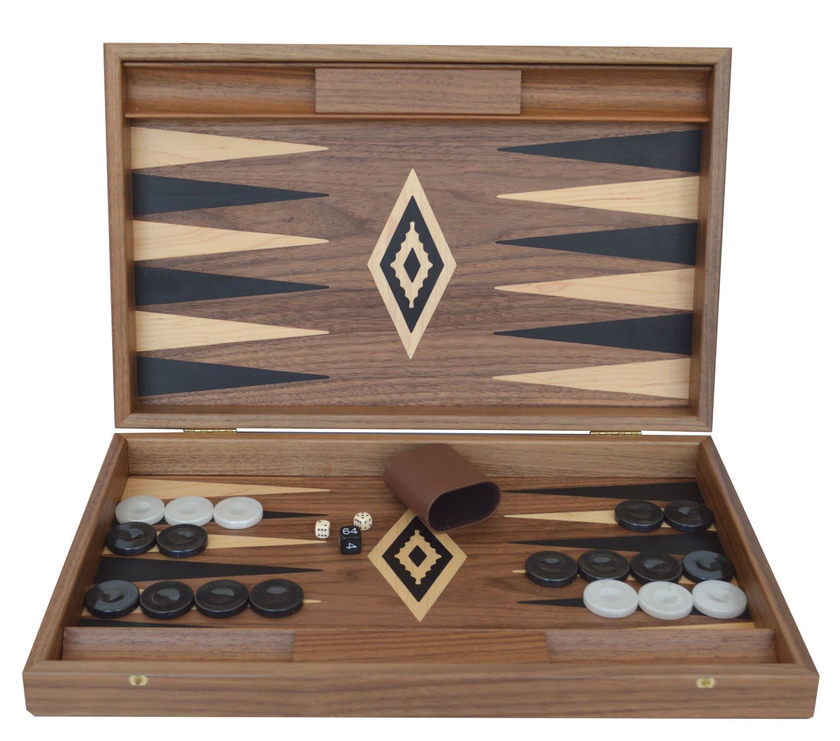 Manopoulos Walnut Backgammon Set - Hand Made in Greece