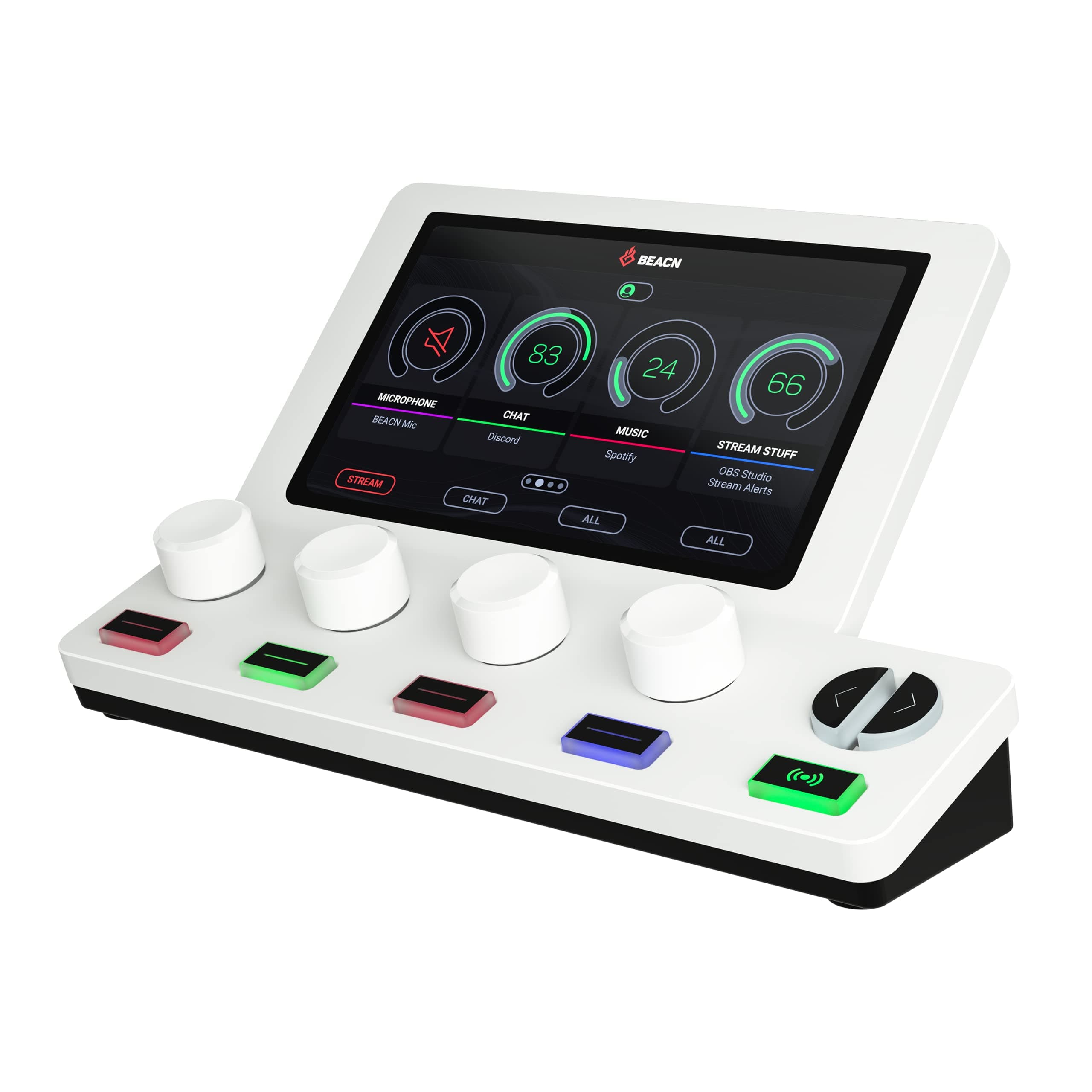 BEACN Mix Create Light USB C Windows Audio Mixer with 5” Color Display, 4 Button knob Paging, Audio Routing, submixes, Mute Modes, for Content Creators, Streaming, Gaming, Twitch, YouTube, Podcasting