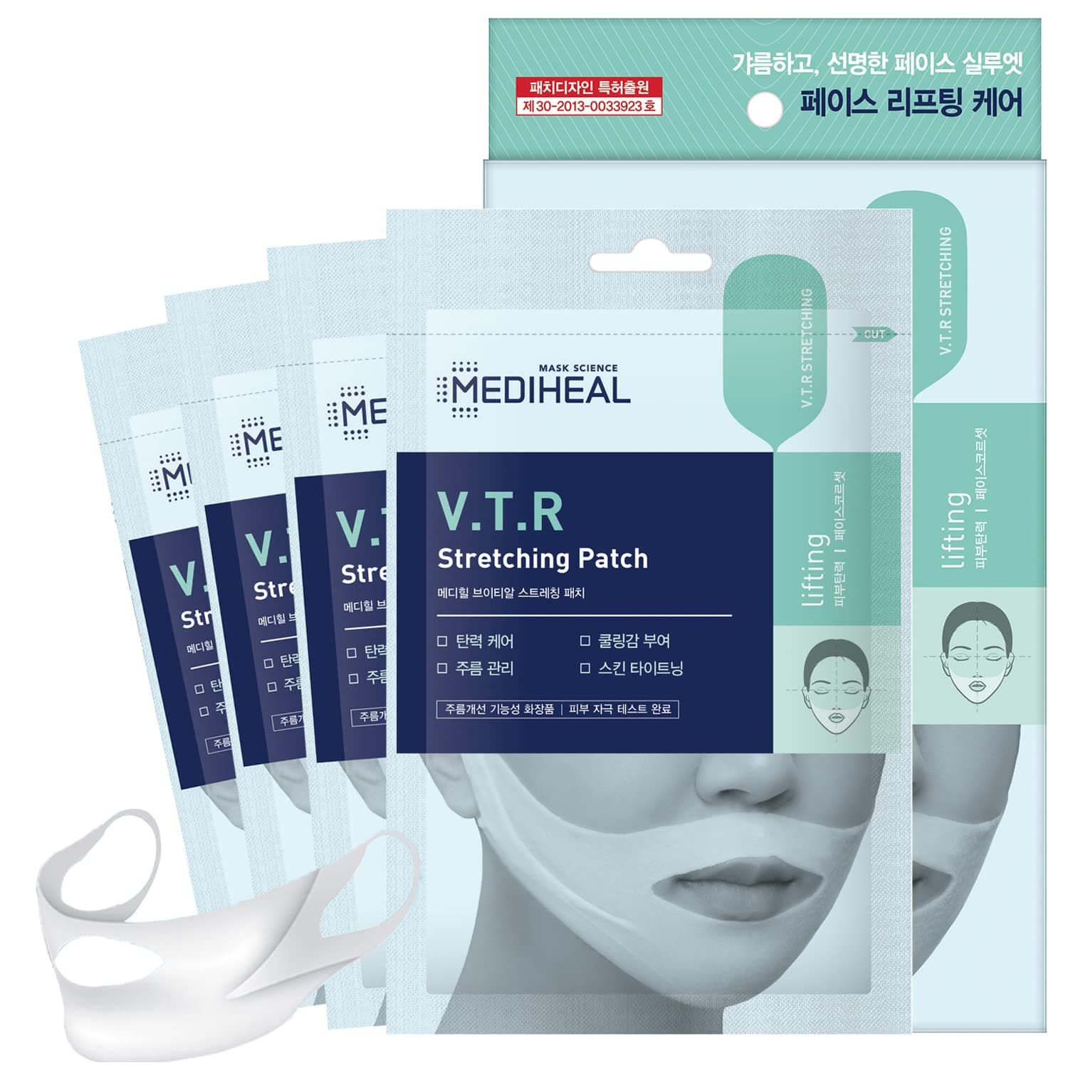 V.T.R Stretching Patch 1 pack (4pcs) - High Adhesive Tension Intensive Face Lifting and Tightening Band Mask Sheet, Anti-Aging, Prevents Double Chin for Sagging Skin, Firming and Elasticity