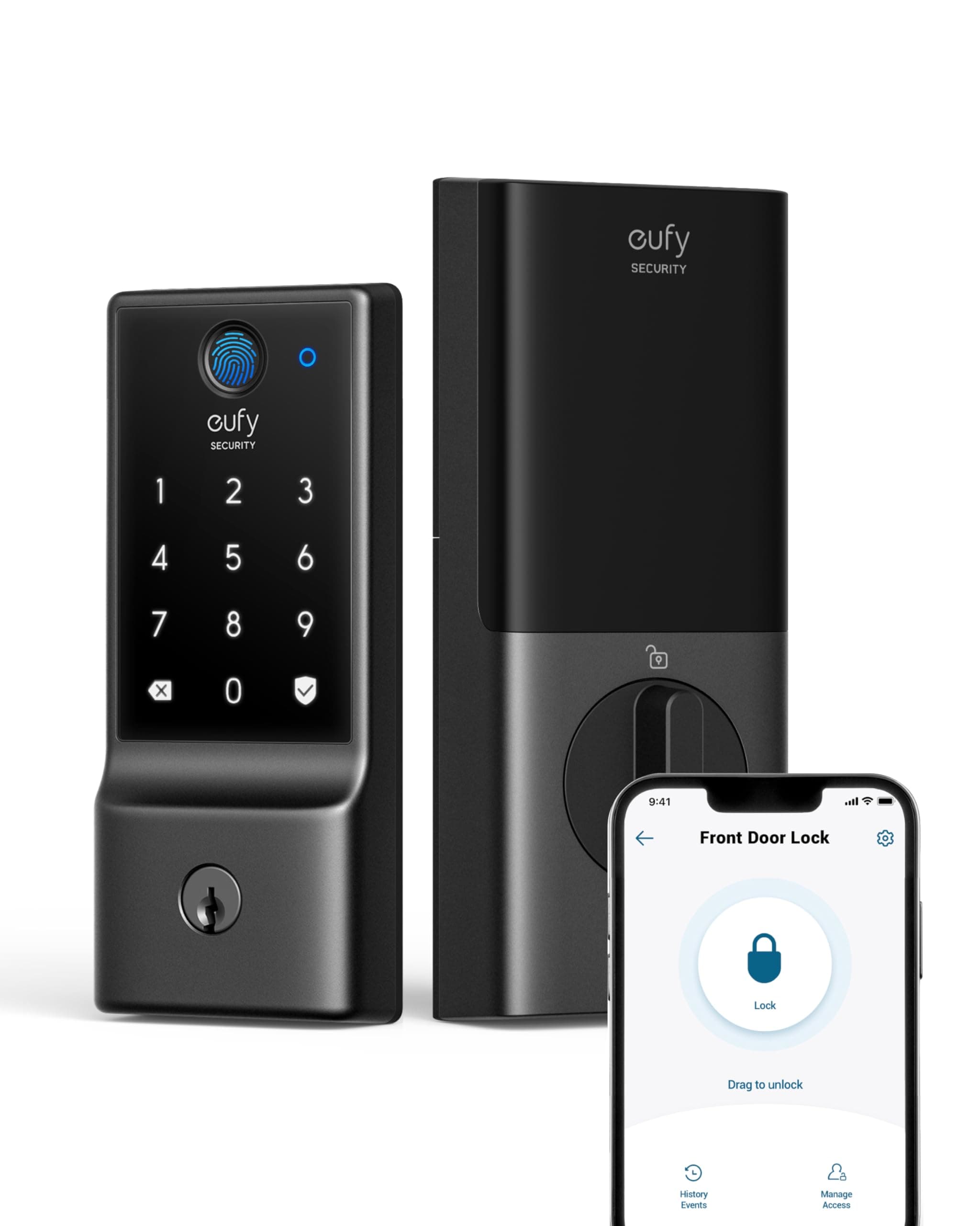 Smart Lock C220, Fingerprint Keyless Entry Door Lock, Built-in Wi-Fi, App Remote Control, Front Door Smart Lock Deadbolt, 8Months Battery, Reliable Power, IP53 Waterproof, BHMA Grade 3