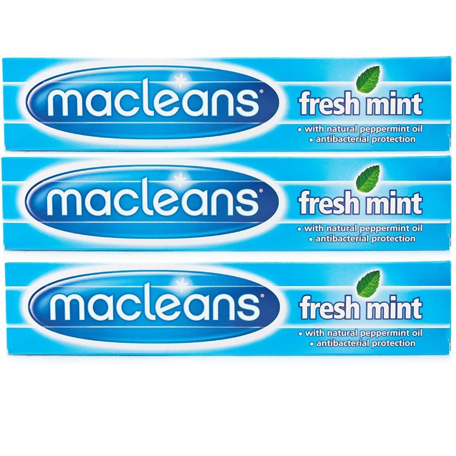 3 X Macleans Freshmint Toothpaste 100ml - Antibacterial Formula, Multipack - Mint Flavor for Optimal Oral Care
