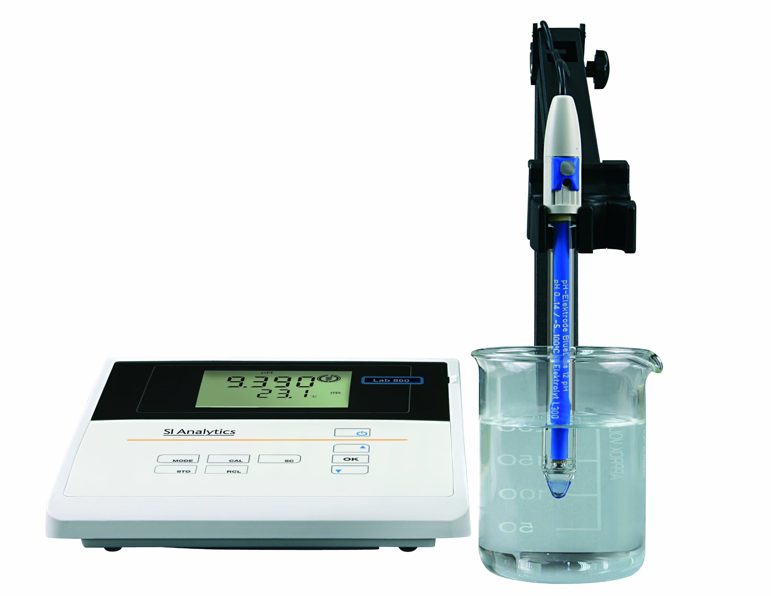 SI Analytics 285204050 Lab 850 Benchtop pH Meter Set for Laboratory Analysis, Including Cover Z 880, Stand, Power Supply Z 850 and Buffers, 240mm W x 190mm H x 80mm D