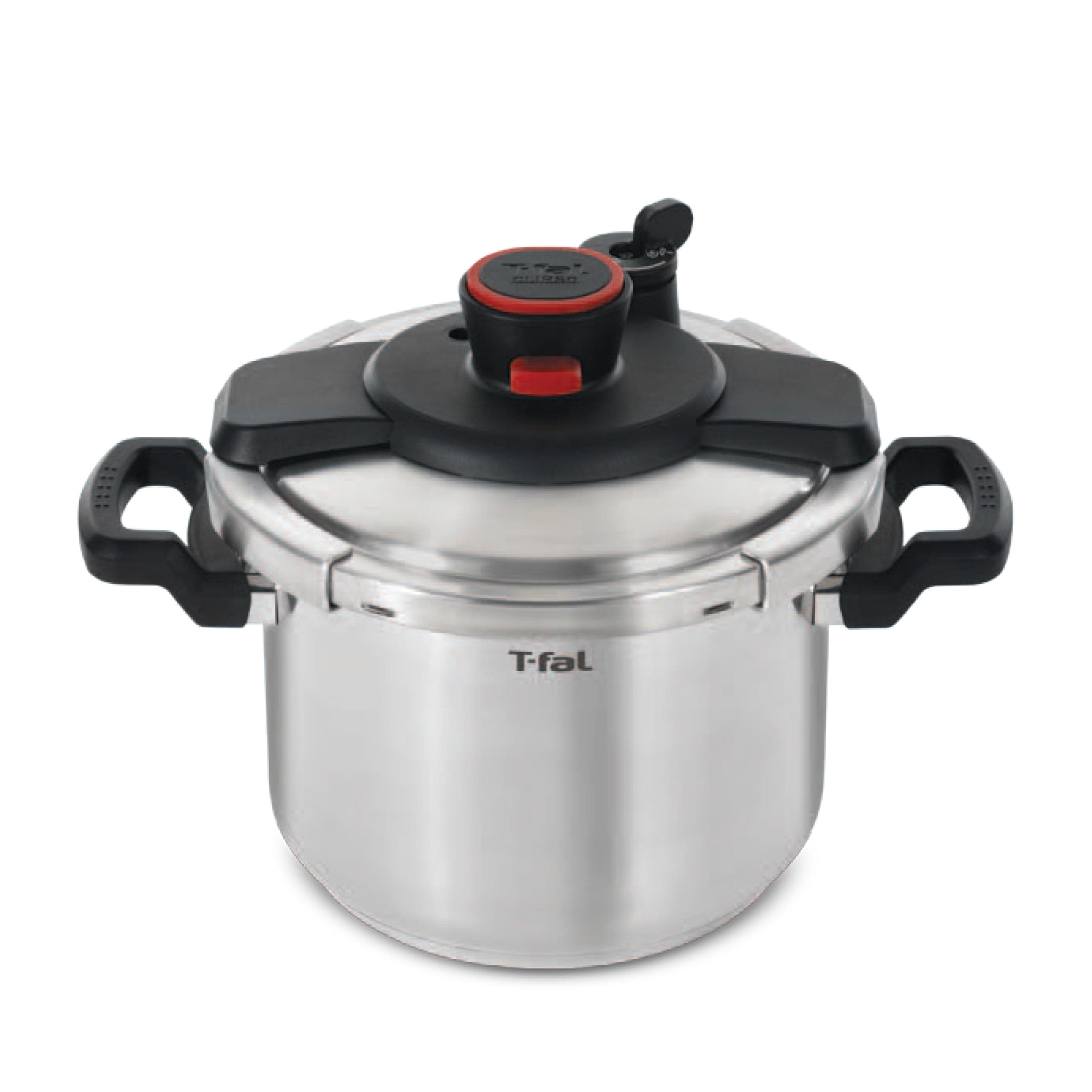 T-fal Clipso Stainless Steel Pressure Cooker, 6.3 Quart, Recipe Book, Steam Basket, Easy-Open Lid, Secure Locking System, Adjustable Pressure Valve, Induction Cookware, Pots and Pans, Kitchen, Silver