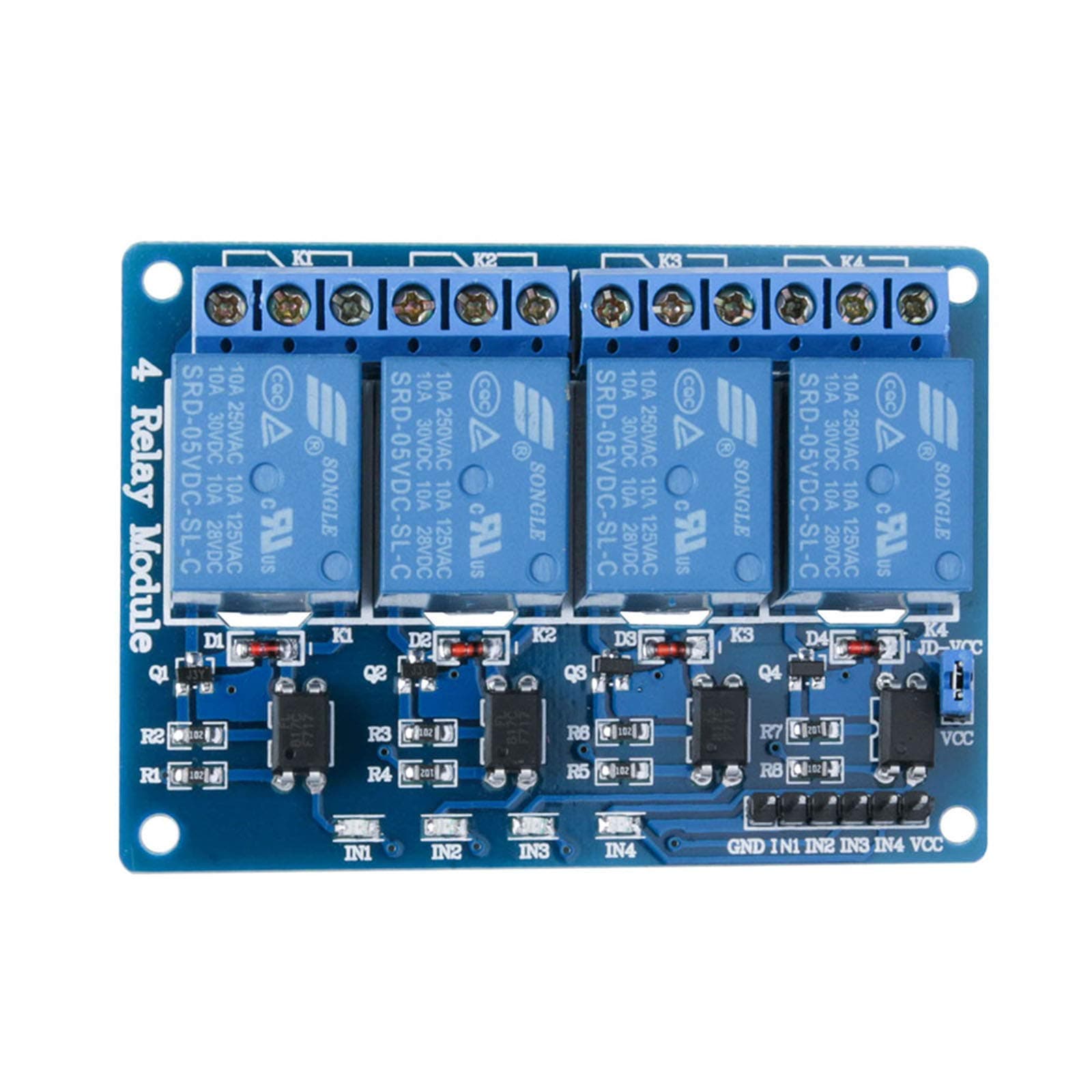 ELEGOO 4 Channel DC 5V Relay Module with Optocoupler Compatible with Arduino UNO R3 MEGA 2560 DSP ARM PIC AVR STM32