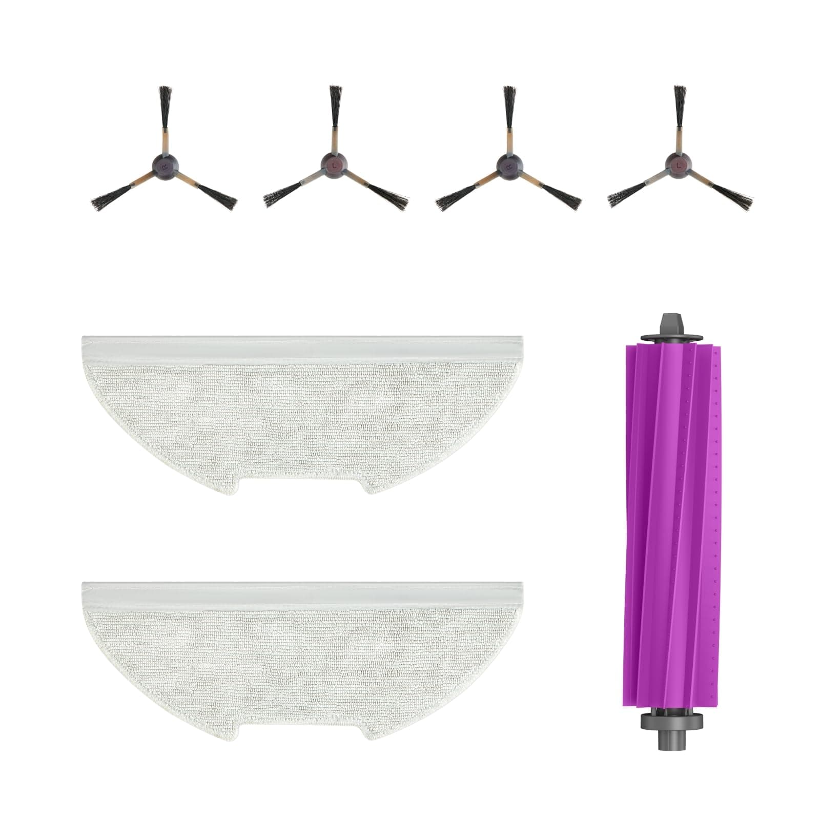 Authentic Replacement Parts Accessories Compatible for E20 Plus Robot Vacuum Cleaner, Replacement Kit Include: 1 Roller Brush + 4 Edge-Sweeping Brush + 2 Mop Pad