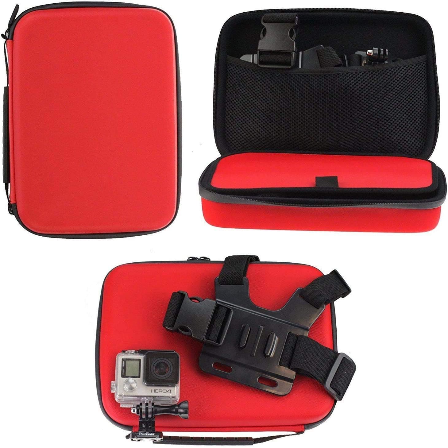 Navitech Red Heavy Duty Robust Action Camera Hard Case - Compatible With The DR.Q Action Camera