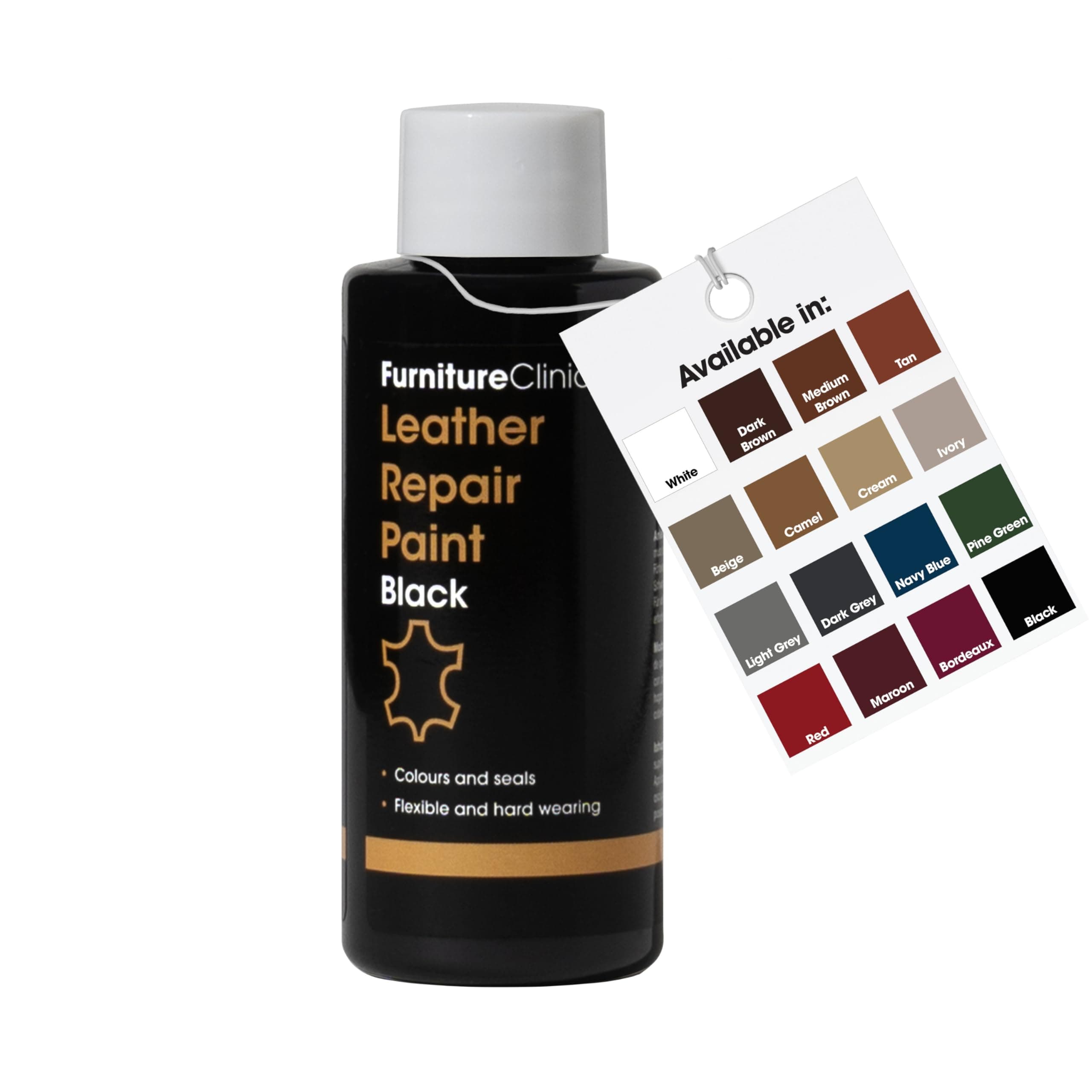 Leather Repair Paint & Dye | Self Seal Colourant for Quick and Easy Leather Repair | Suitable for Sofas, Car Seat, Shoes, Handbag, and More (Black, 50ml)