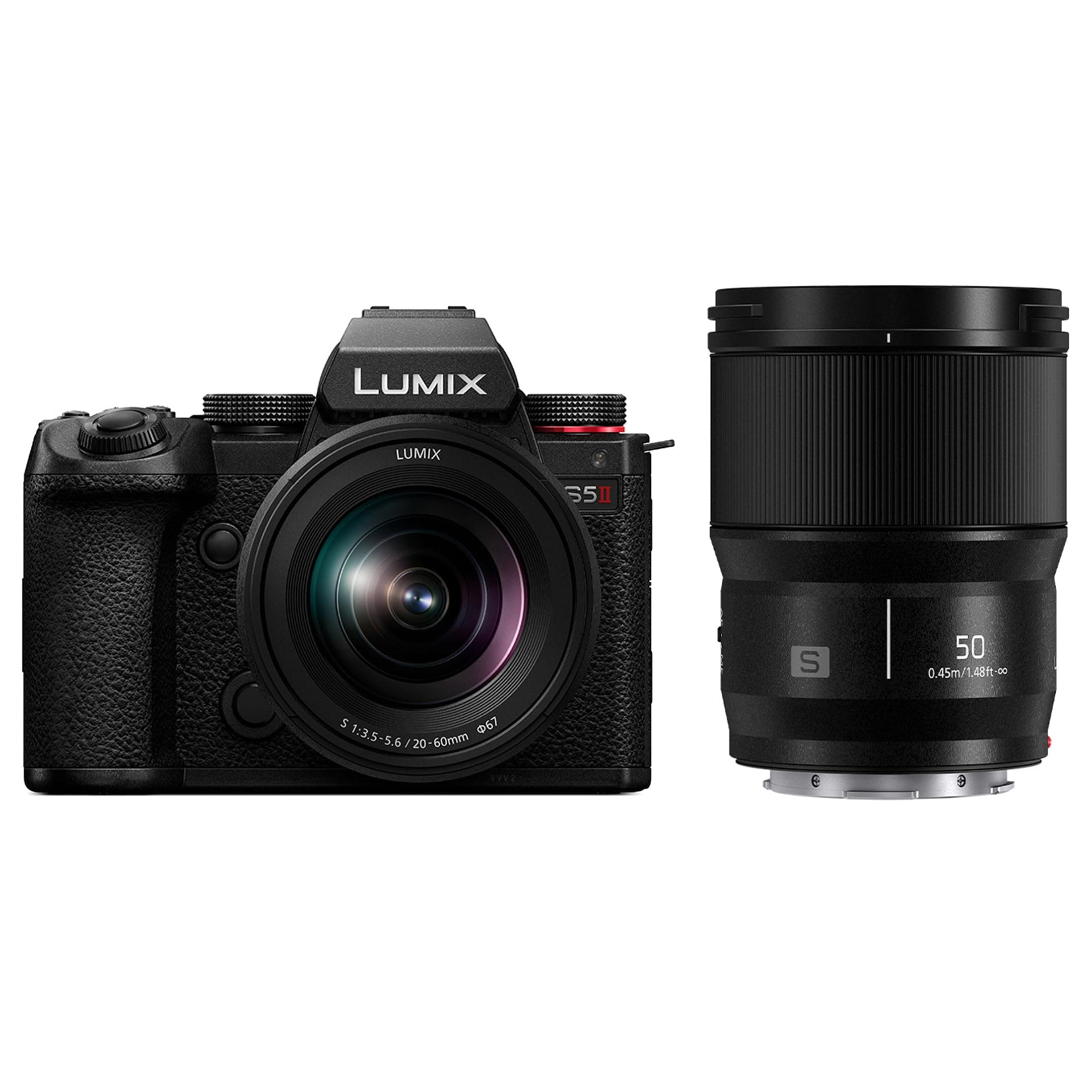 LUMIX S5II Mirrorless Camera, 24.2MP Full Frame, Phase Hybrid AF, Active I.S. Technology, Unlimited Recording, 20-60mm F3.5-5.6 & 50mm F1.8 L Mount Lenses, LUMIX Camera - DC-S5M2WK
