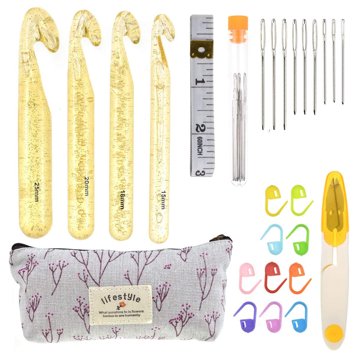 KOKNIT 4pcs Extra Large Crochet Hook Set,Huge Crochet Hook Bulky Yarn for Blanket Shawl Rug Rags