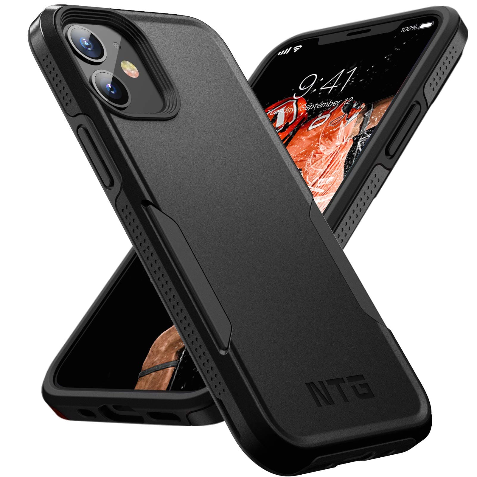 NTG [1st Generation Designed for iPhone 12 Case & iPhone 12 Pro Case, Heavy-Duty Tough Rugged Lightweight Slim Shockproof Protective Case for iPhone 12 6.1 Inch,Black
