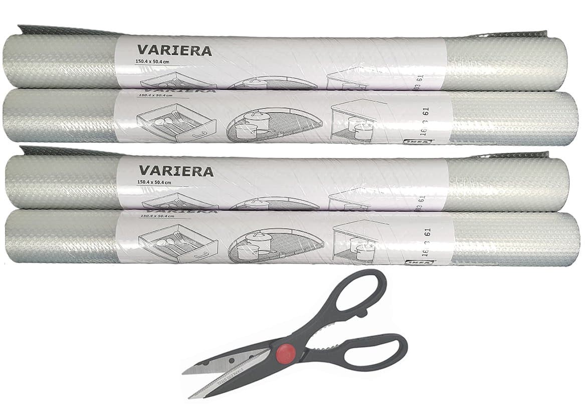 Shelf Liner Drawer Mat and Multipurpose Scissors, Clear - [4 Pack ROLL + Scissors]